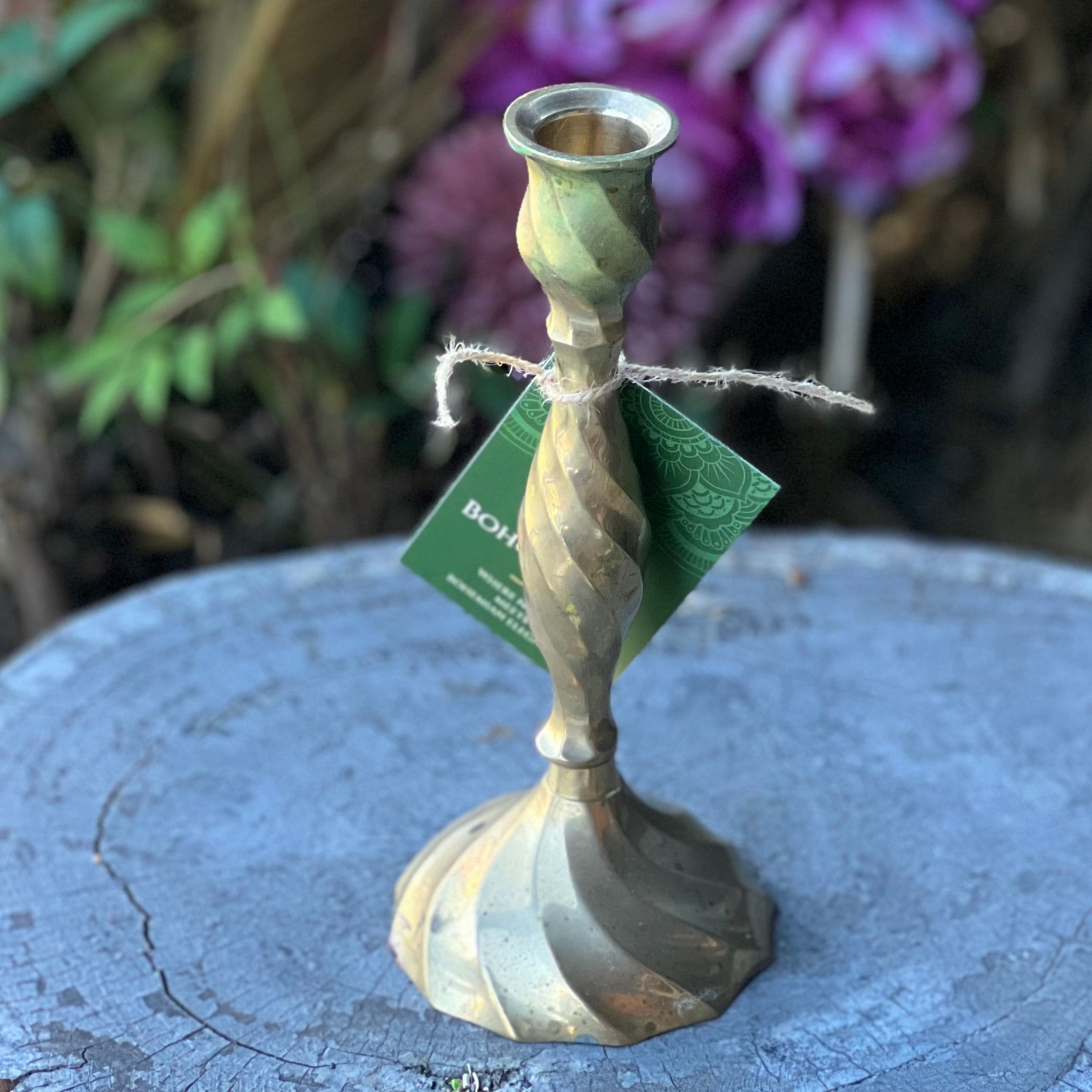 Boho Jungle ~ Vintage Brass Candle Holder Set of Two - Sphere Holder Decor
