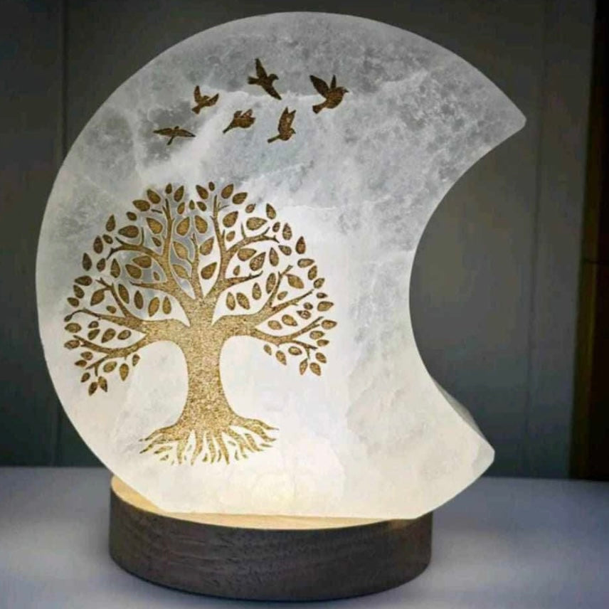 Selenite Cleansing & Charging ~ Crescent Moon Lamp