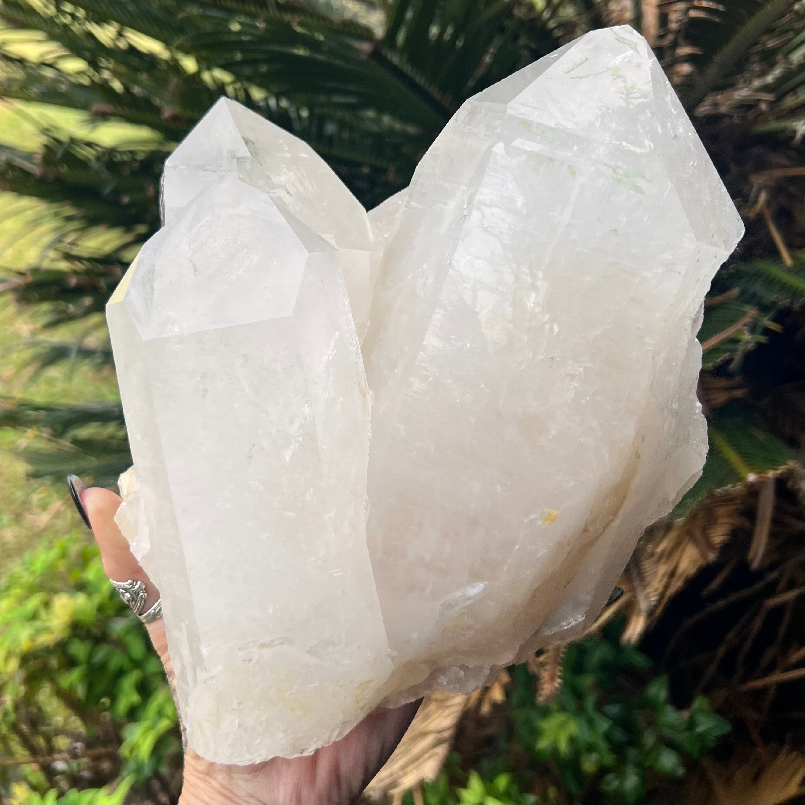 Triple Point Natural Clear Quartz Cluster Formation