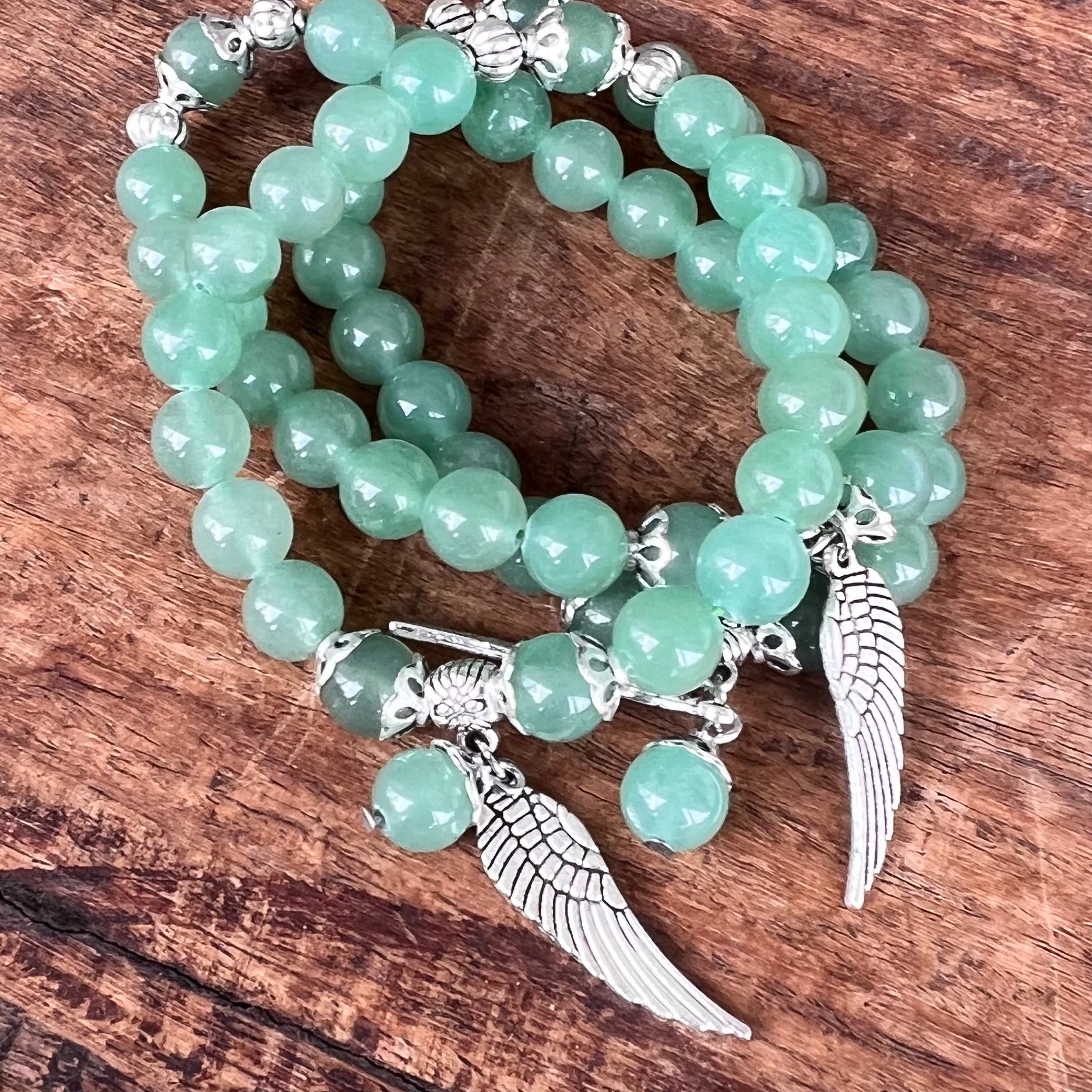 Green Aventurine New Beginnings Bracelet with Angel Wing