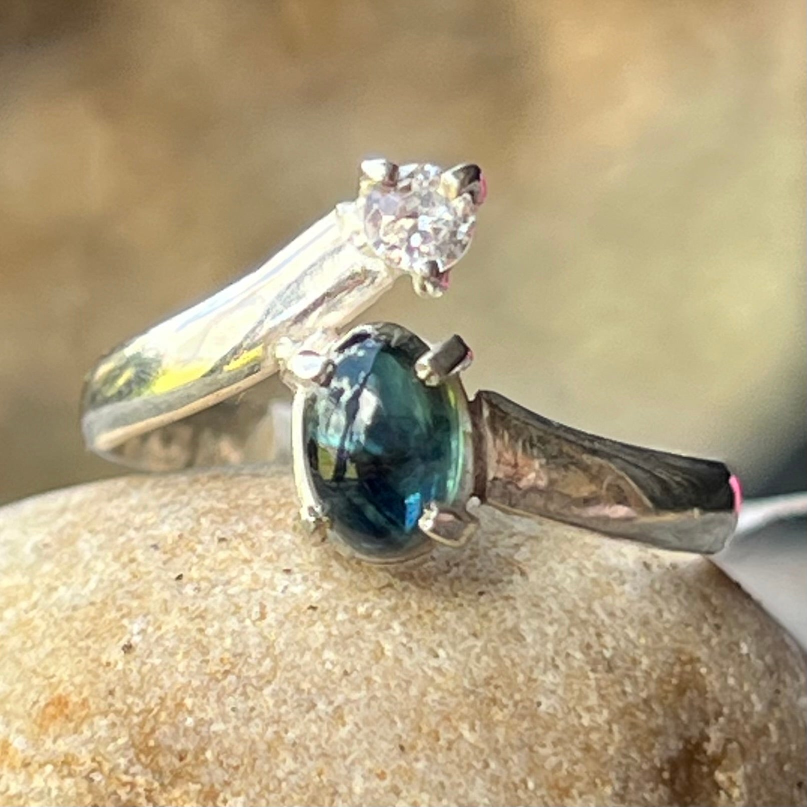 Sapphire ~ Sterling Silver Ring ~ Size 6