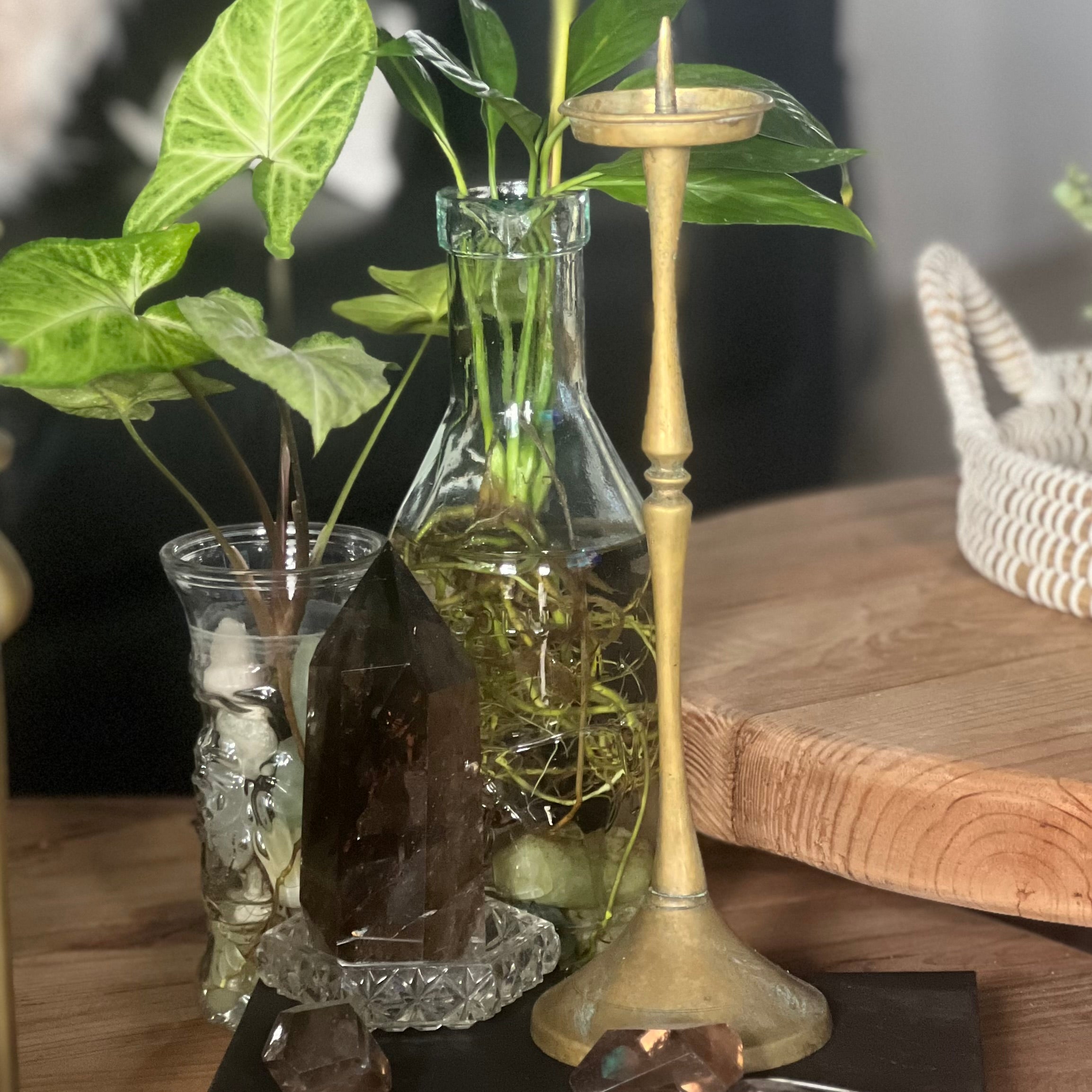 Boho Jungle ~ Vintage Brass Pillar Candle Holder