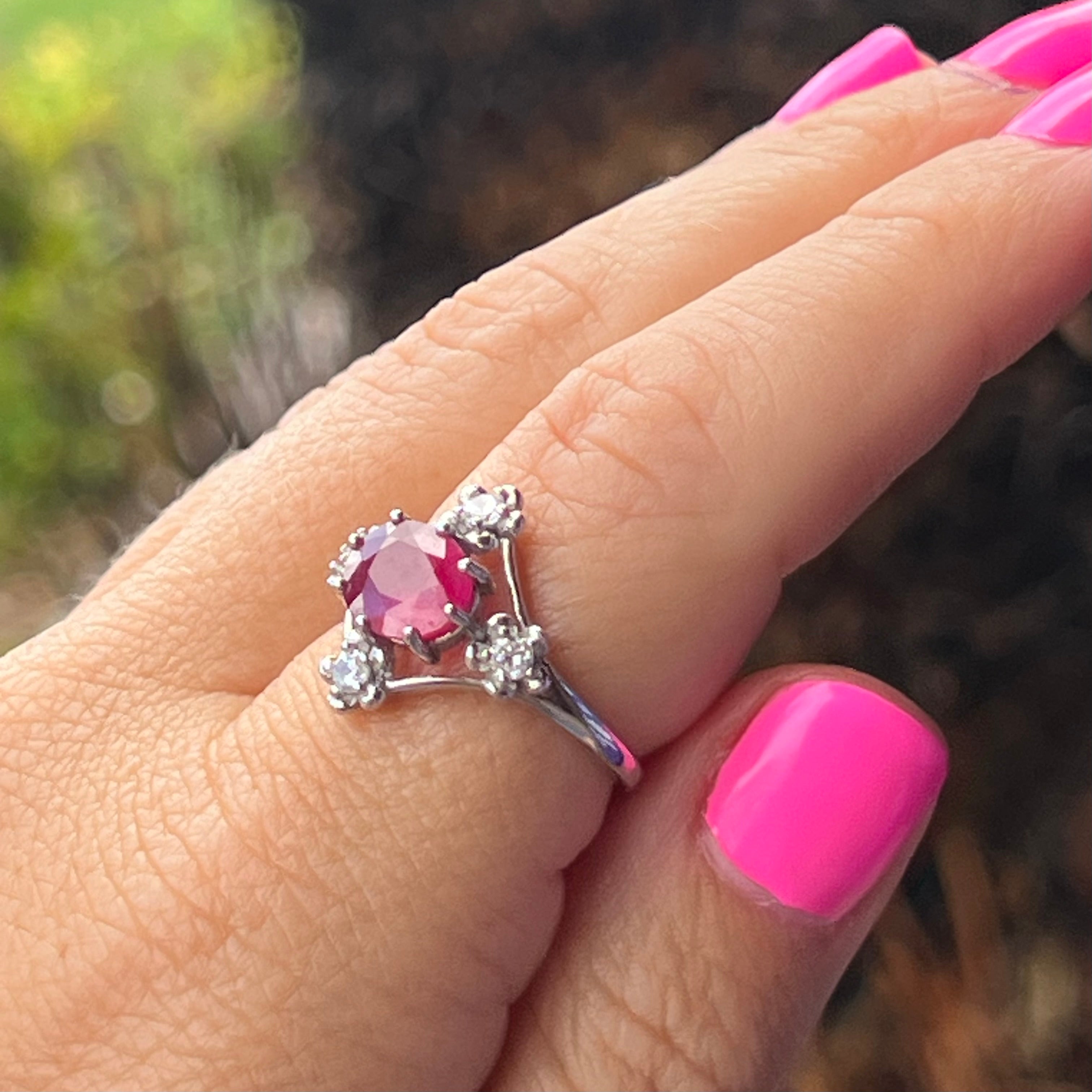 Ruby in Sterling Silver Ring ~ size 7