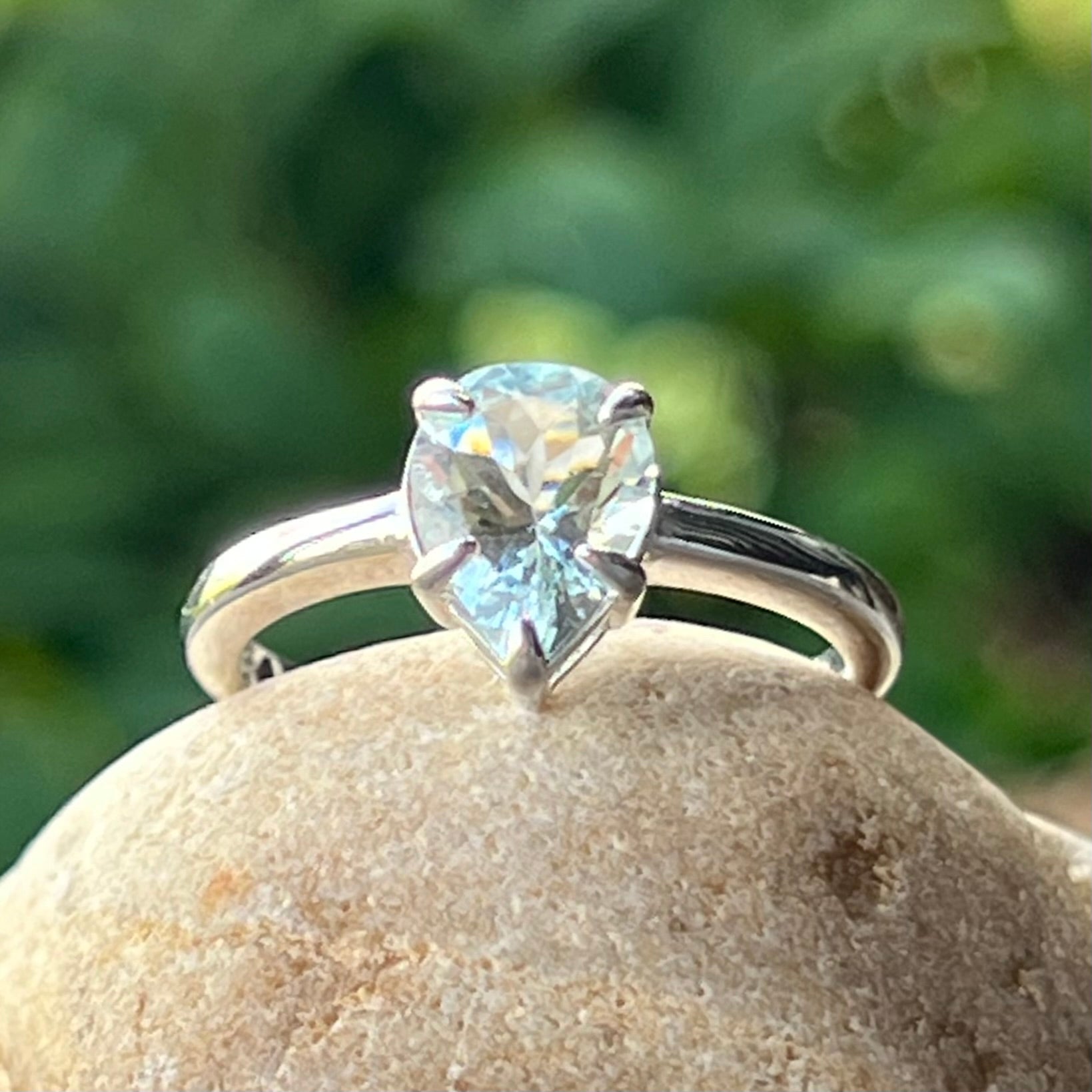 Aquamarine Sterling Silver Ring ~ 7