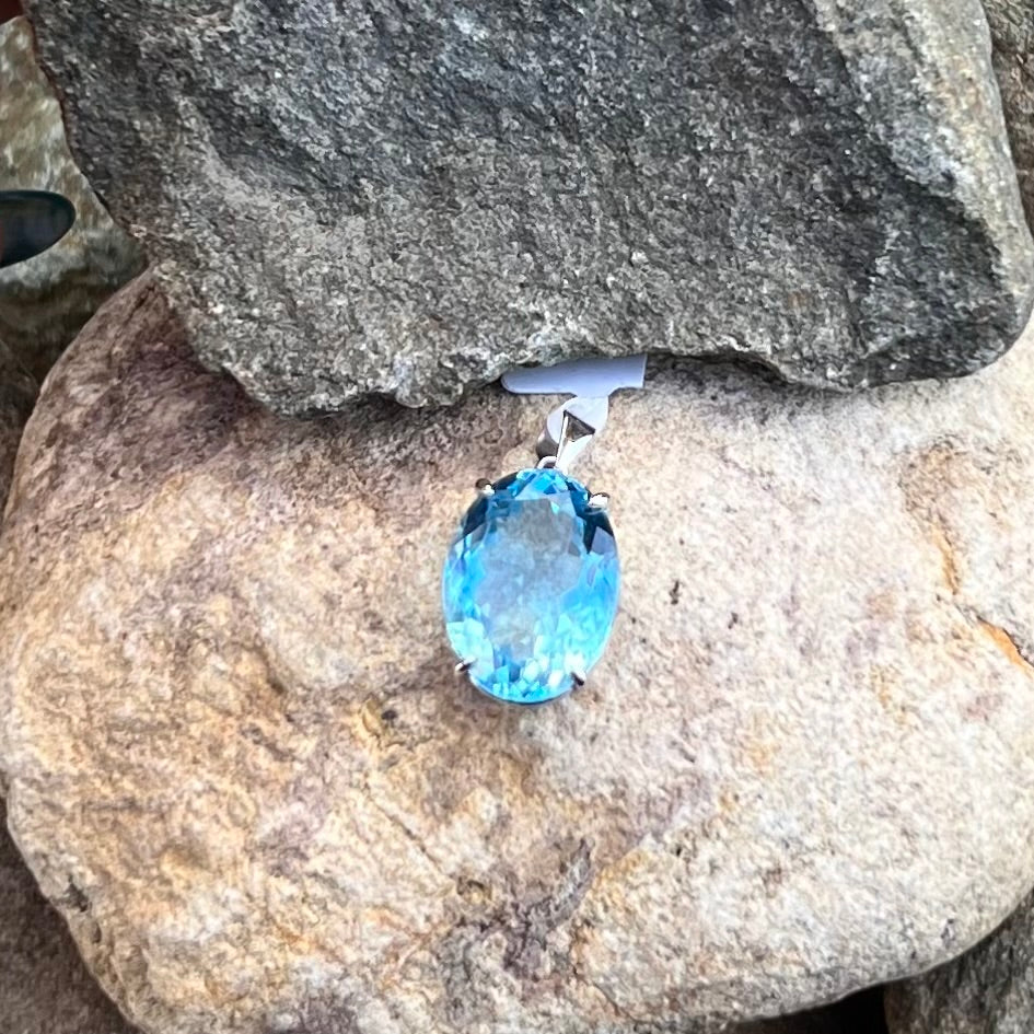 SwissBlue Topaz ~ Sterling Silver Pendant