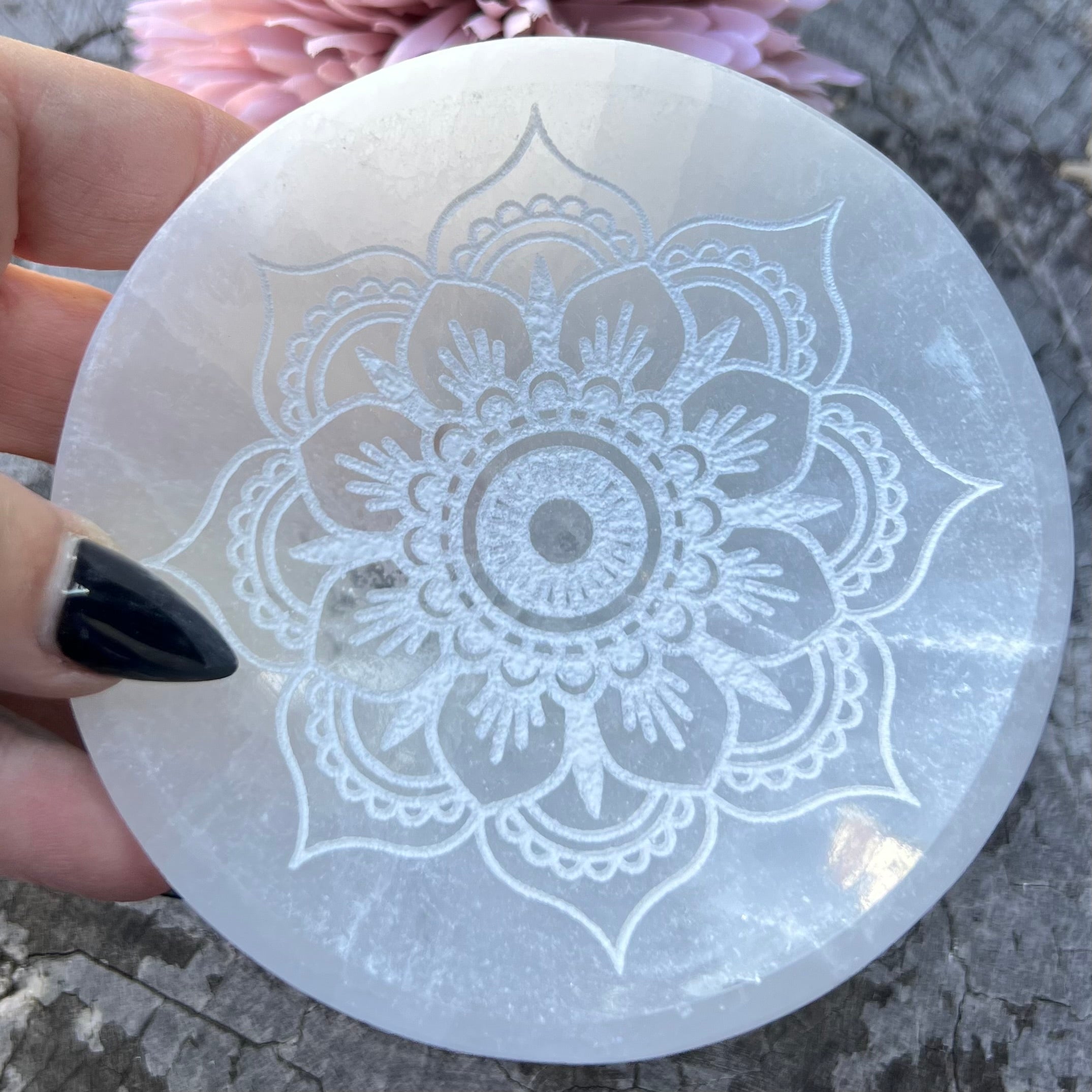 Selenite Cleansing & Charging Mandala Bowl ~ Medium