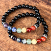 Chakra & Black Obsidian Bracelet