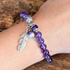 Amethyst Healer Bracelet with Feather Charm