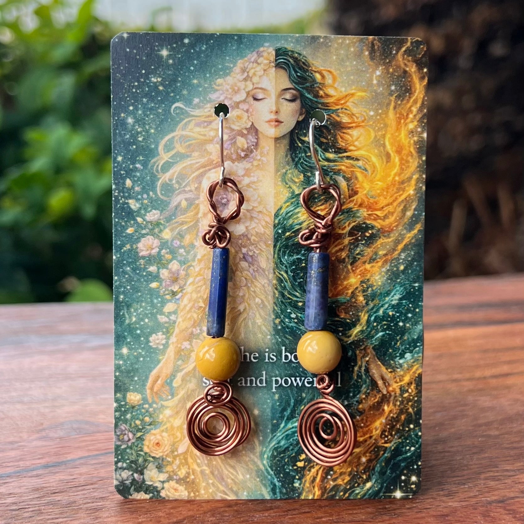 Muse Forged ~ Artesian Mookaite and Lapis Lazuli Earrings