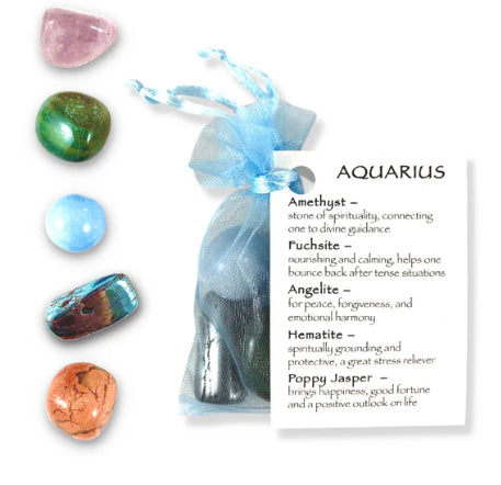 Aquarius Zodiac Tumble Stone Bag