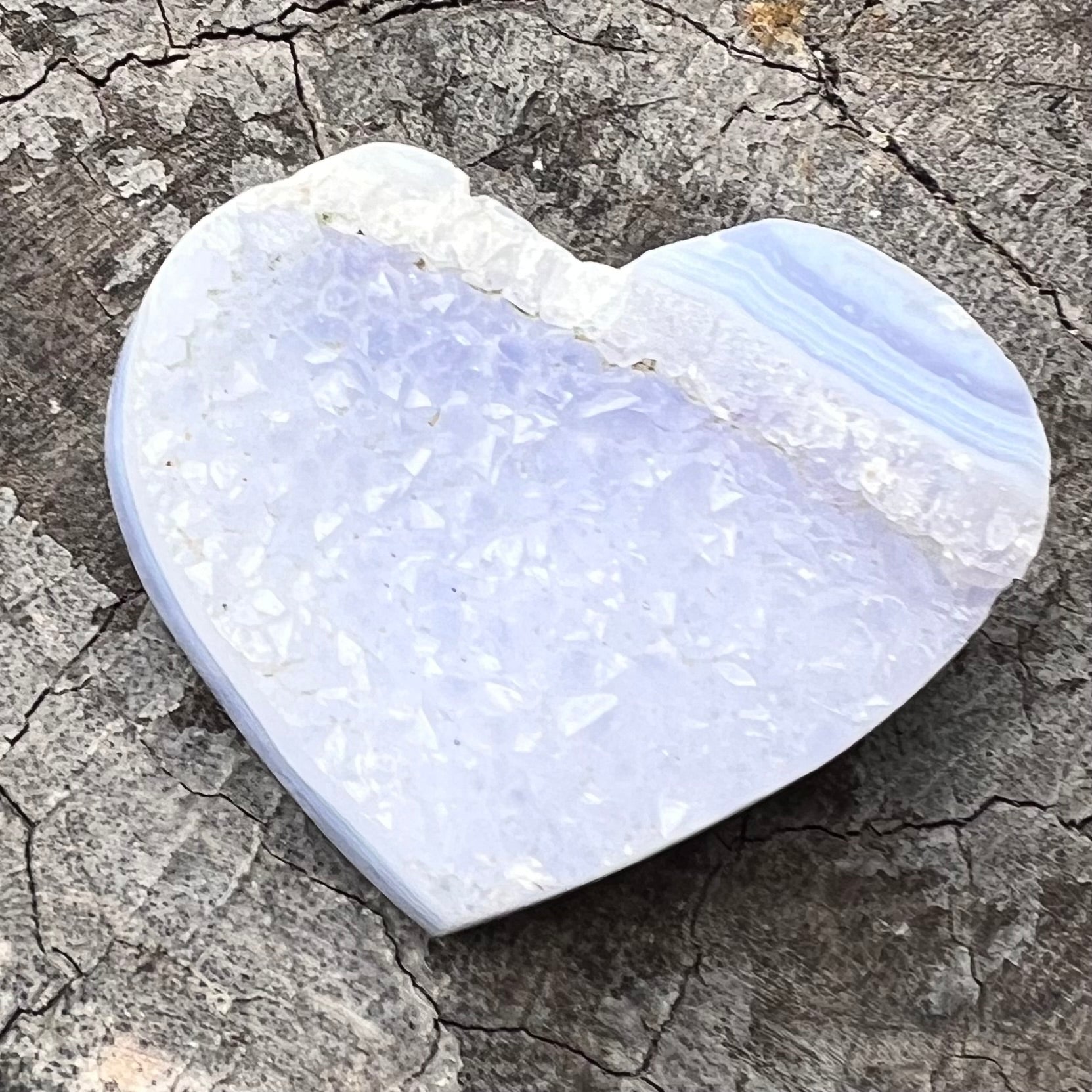 Blue Lace Agate Semi Raw ~ Heart