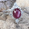 Star Ruby & Moissonite Sterling Silver Ring ~ Size 10