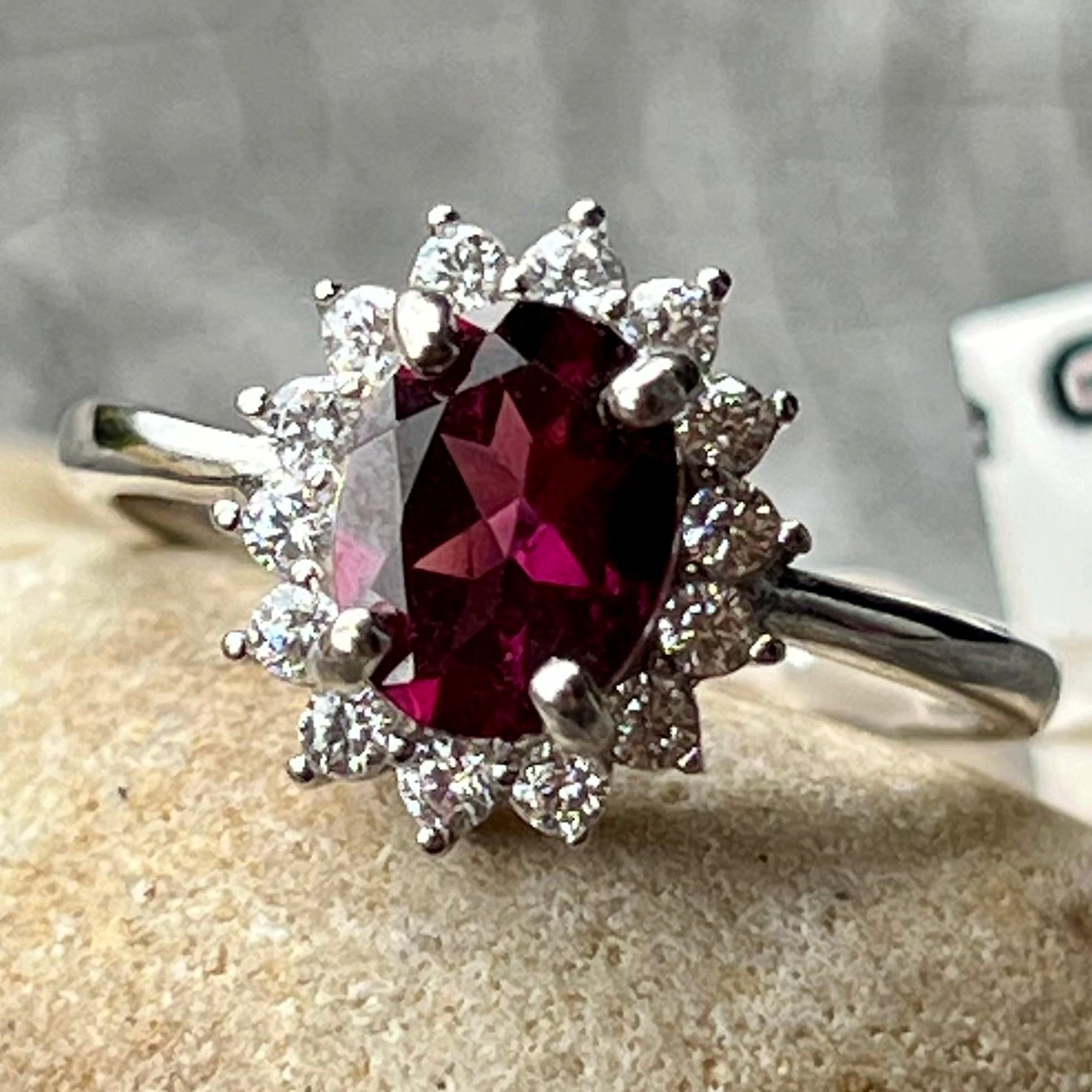 Rhodonite Garnet Sterling Silver Ring ~ Size 7