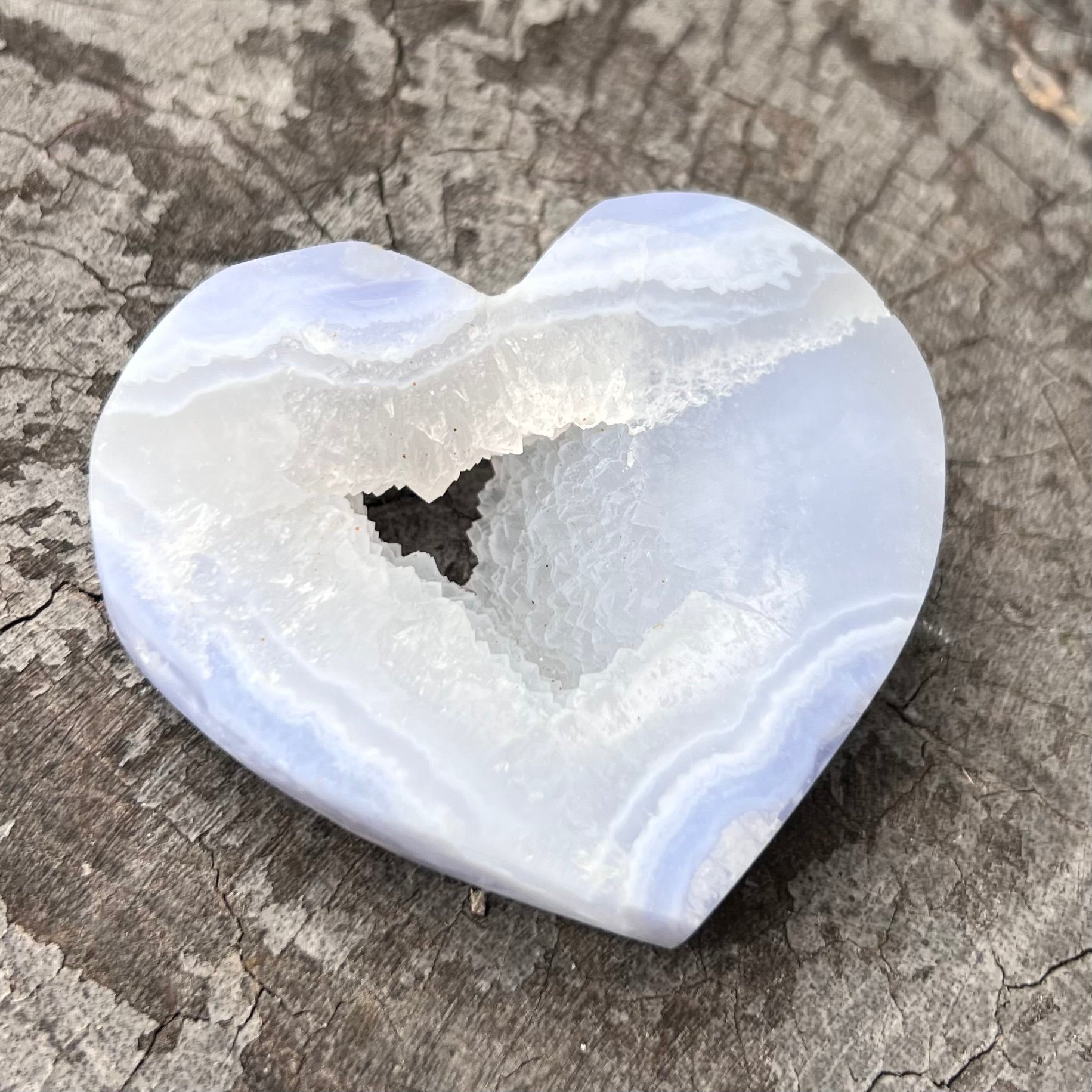 Blue Lace Agate Semi Raw ~ Heart