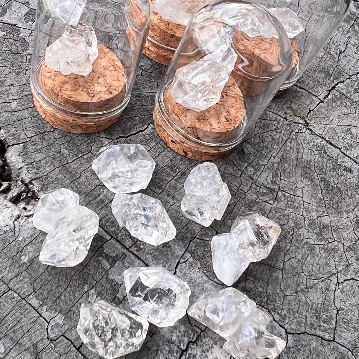 Herkimer Diamond in Glass Specimen Jar