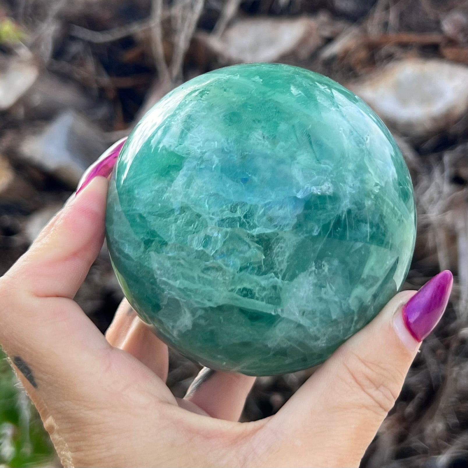 Emotional Balancing  Green Fluorite Sphere