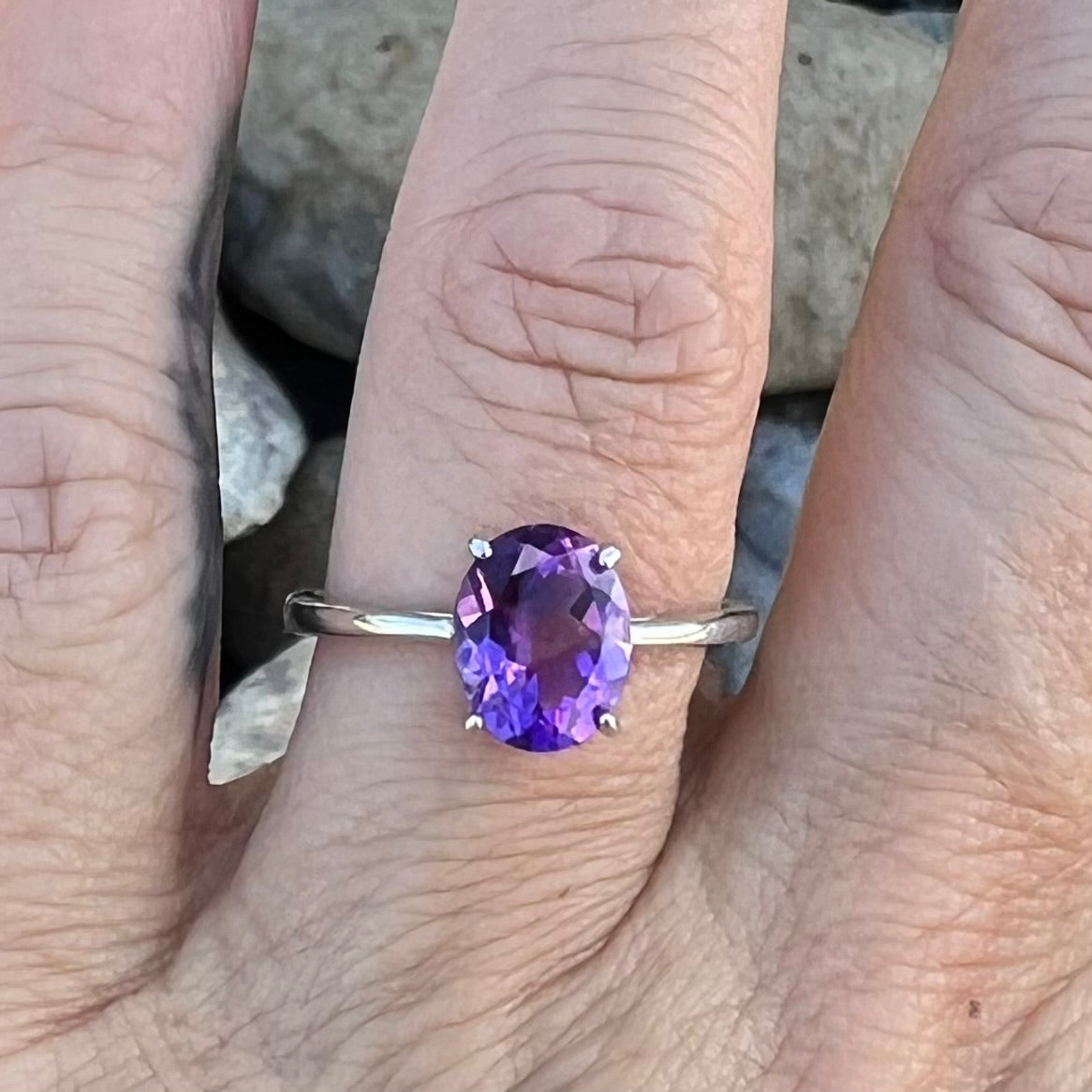 Amethyst Sterling Silver Ring ~ 7.5