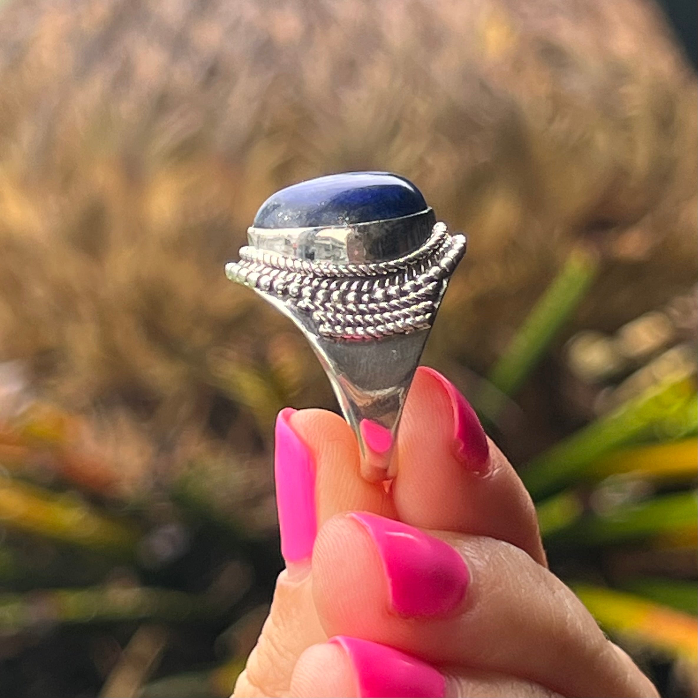 Lapis Lazuli Sterling Silver Ring ~ 8.5