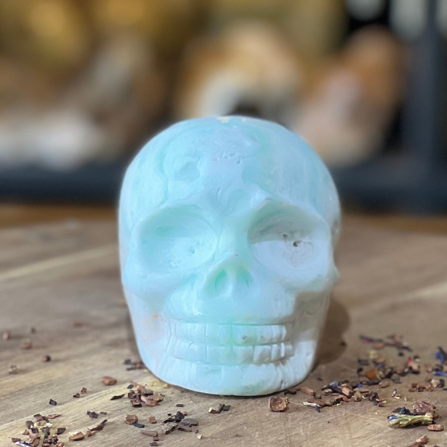 Caribbean Calcite Skull Carving