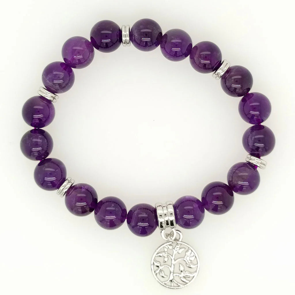 Amethyst Tree of Life Charm Bracelet