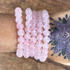 Rose Quartz Beaded Bracelet ~ Large Fit