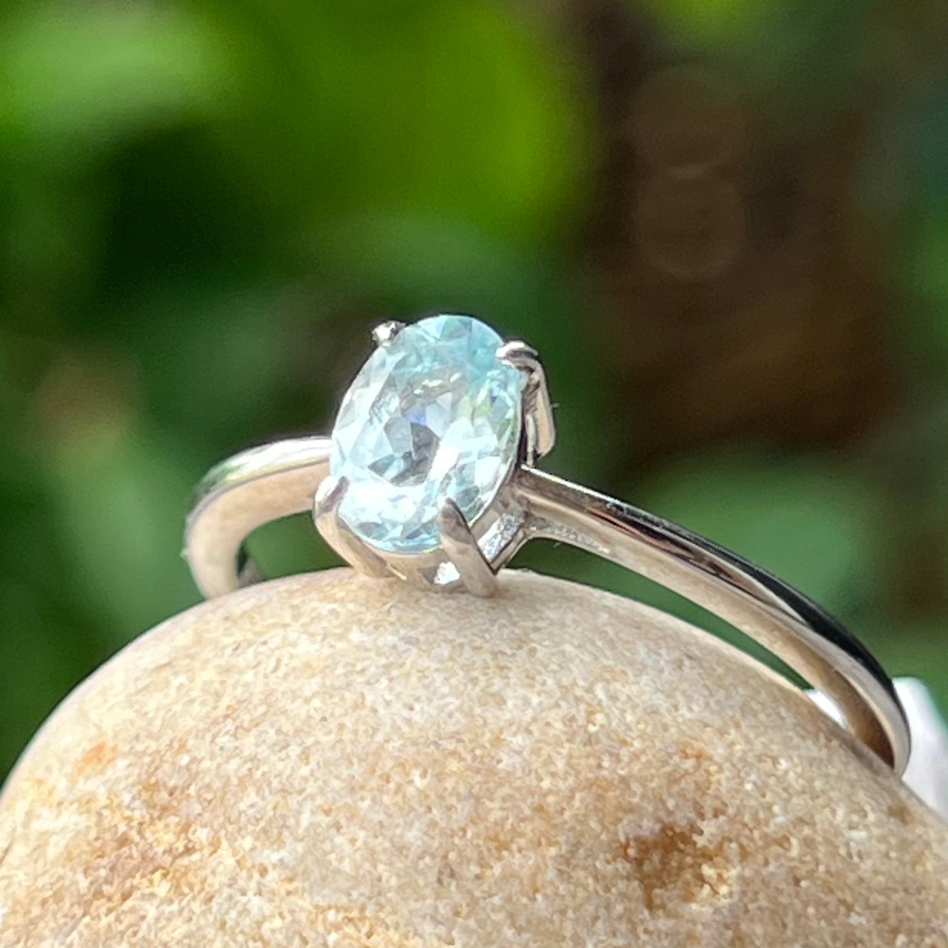 Aquamarine Sterling Silver - size 7