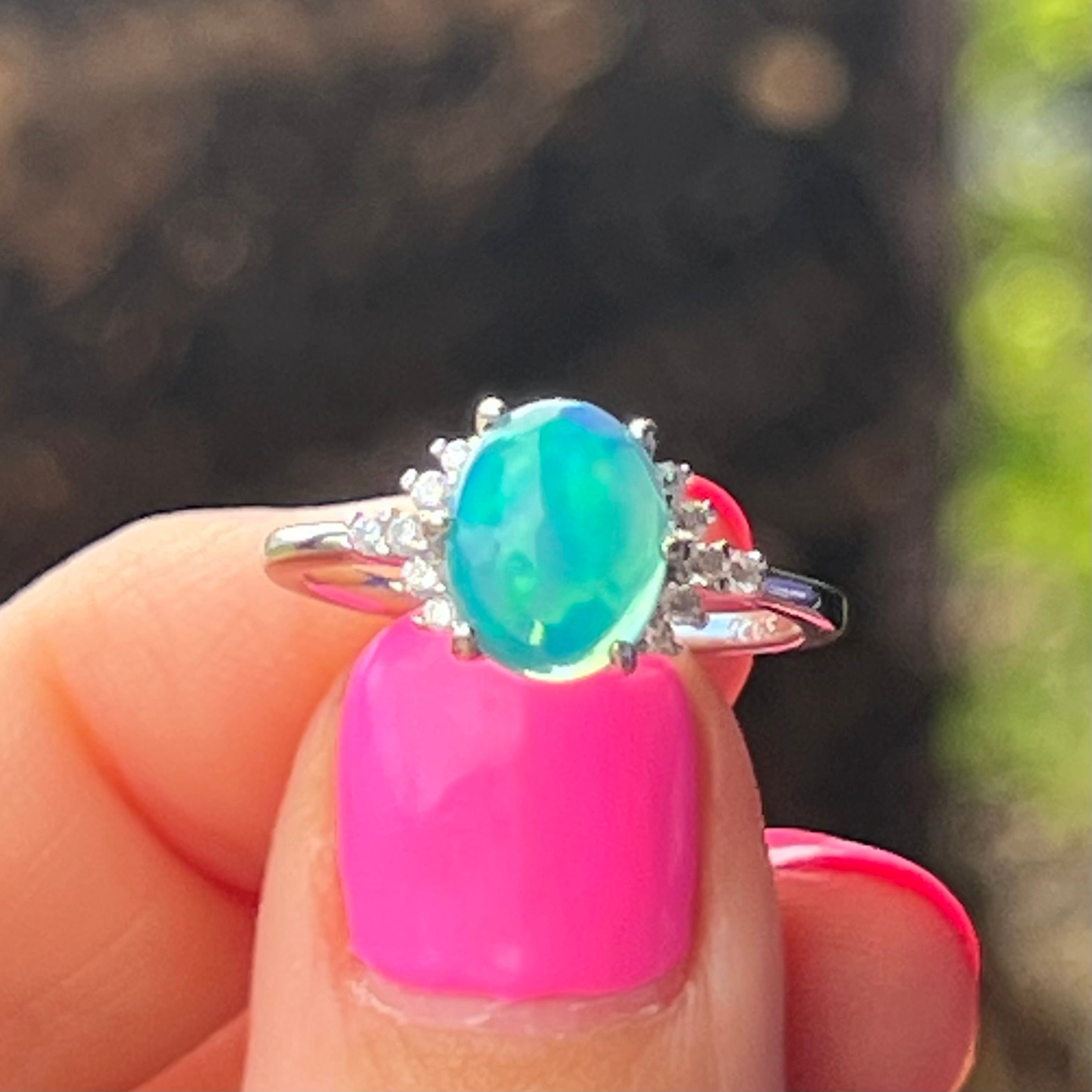 Paralba  Opal ~ Sterling Silver Ring - size 6