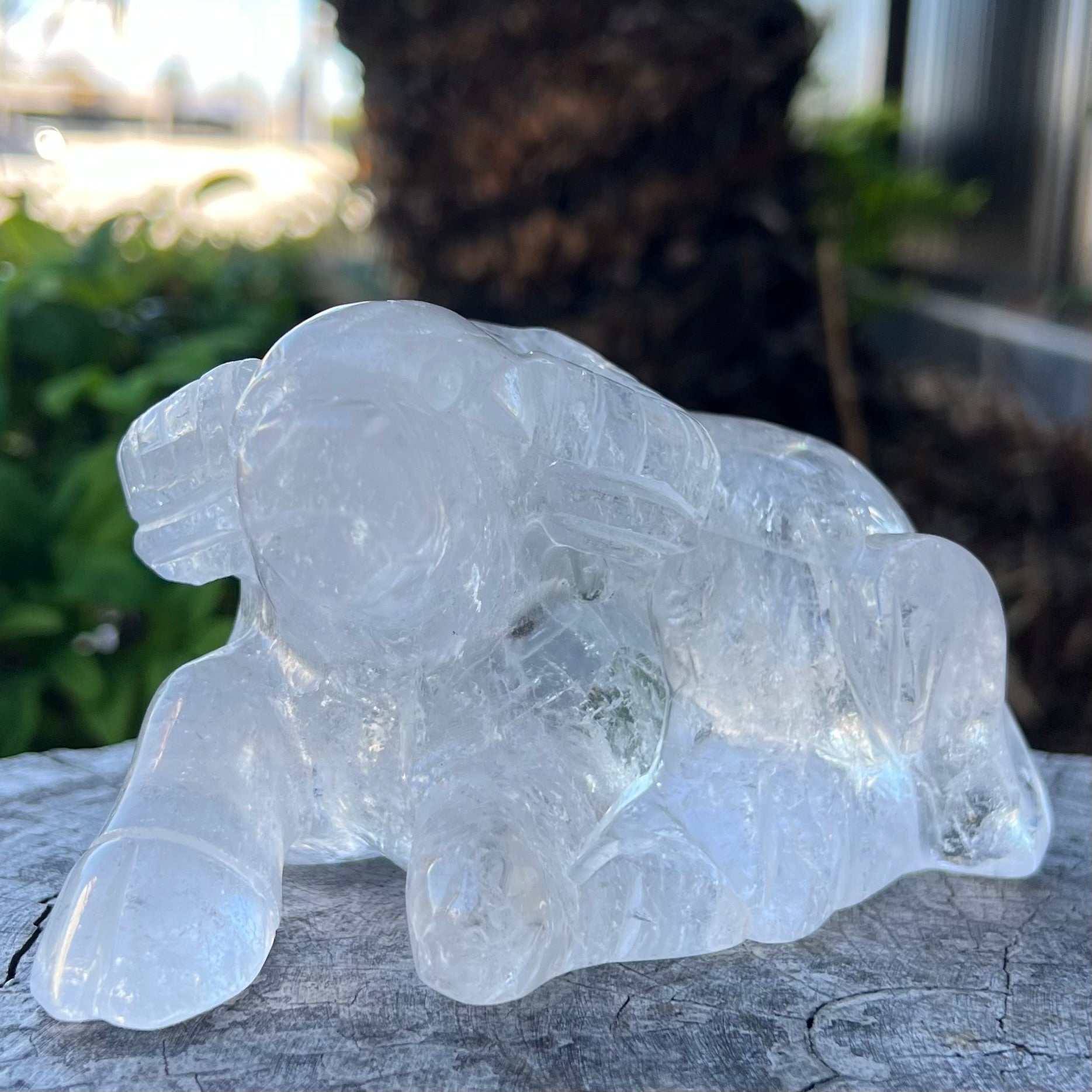 Clear Quartz Ox Carving