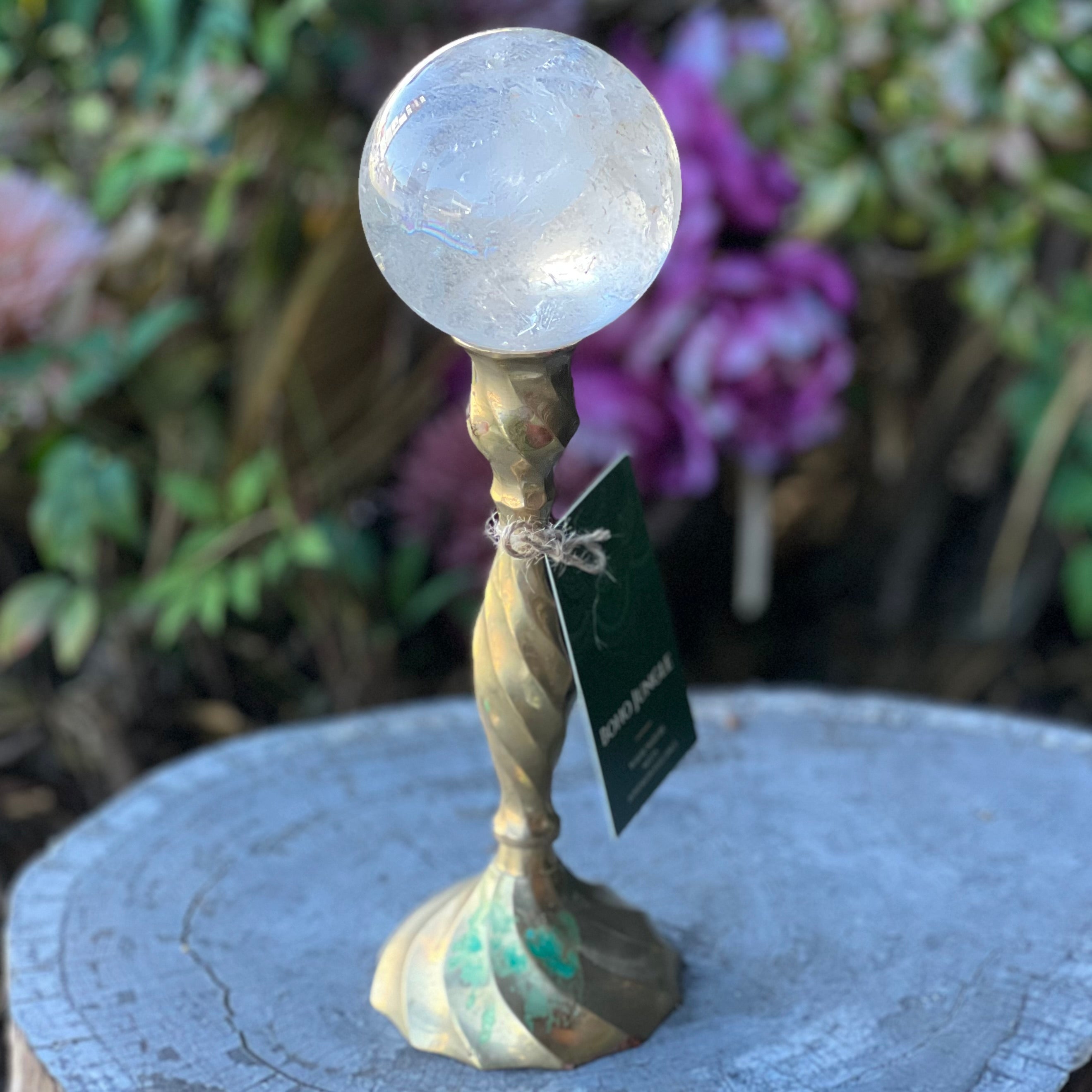 Boho Jungle ~ Vintage Brass Candle Holder Set of Two - Sphere Holder Decor