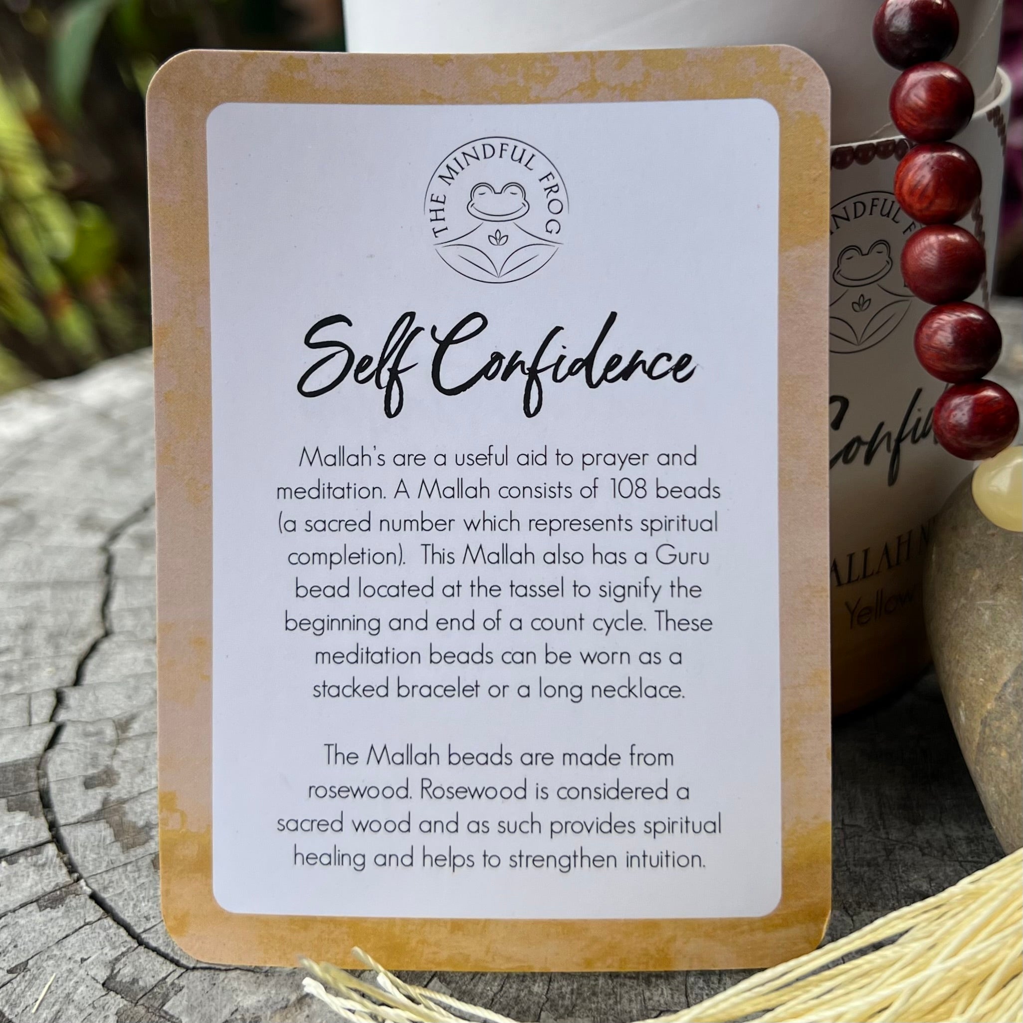 Self Confidence ~ Rosewood and Yellow Jasper ~ Meditation Necklace