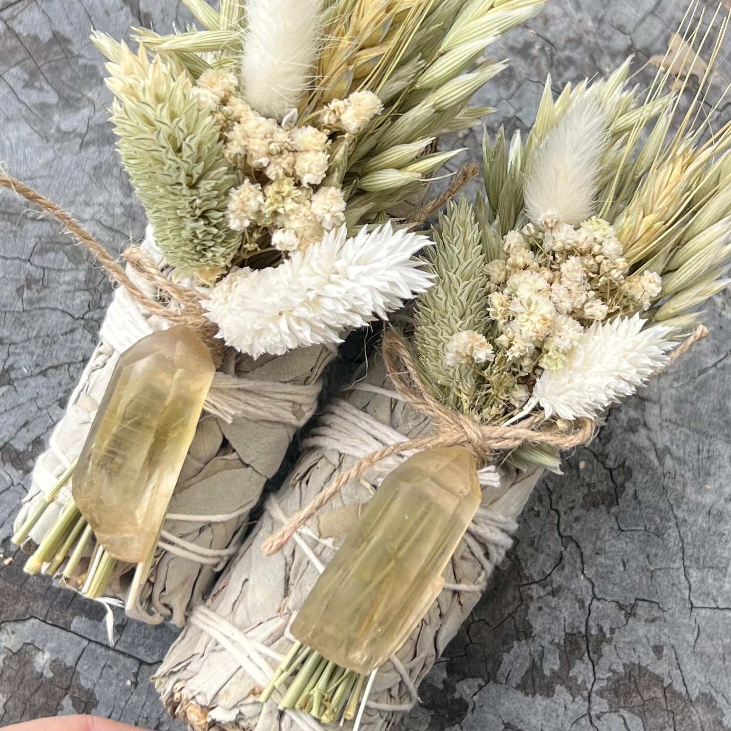 White Sage Botanical Bundle with Flowers & Citrine Natural Point
