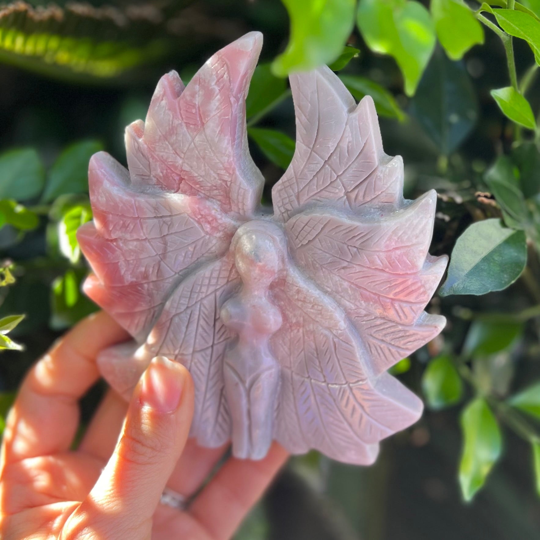 Pink Opal Goddess of Compassion Carving (1)