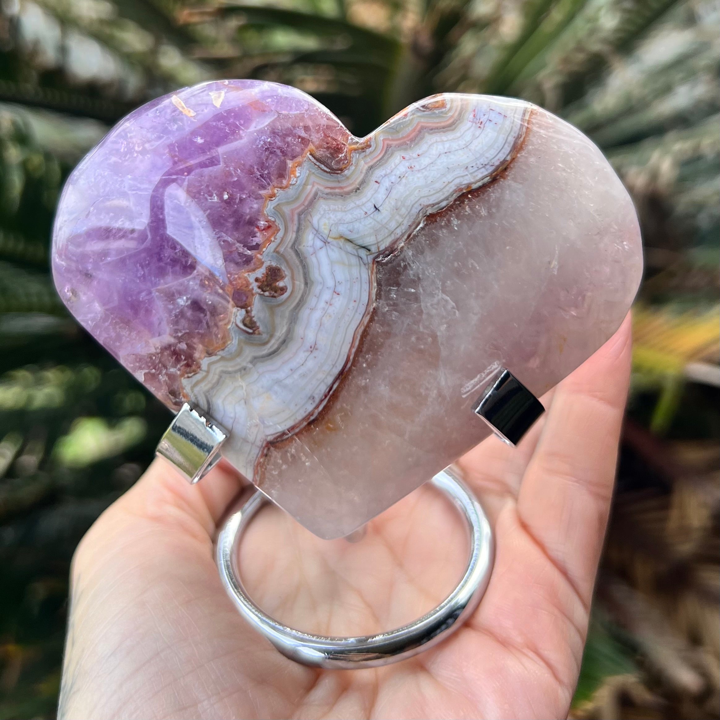 Amethyst Heart Carving on Stand