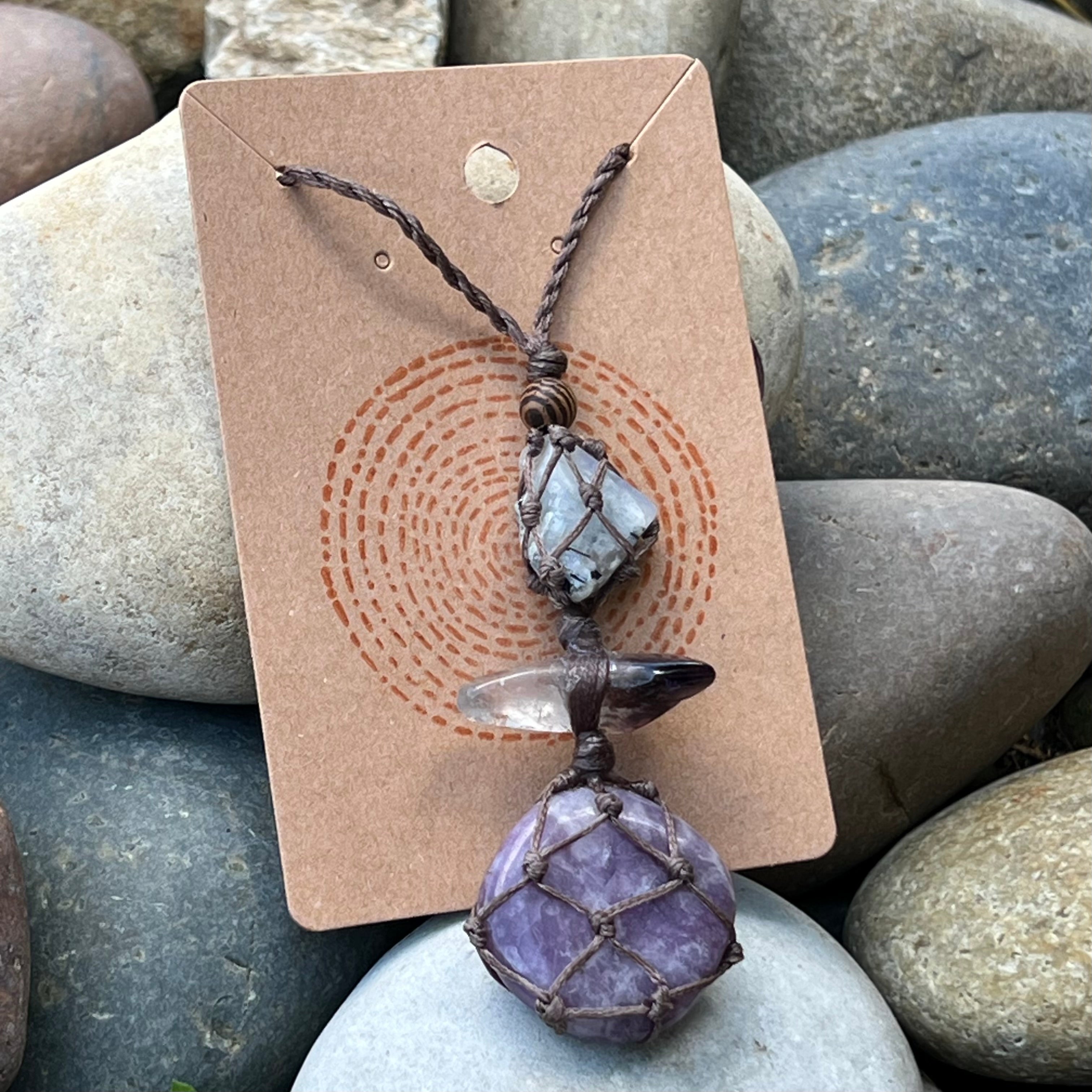 Muse Medicine ~ Rainbow Moonstone, Amethyst & Chevron Amethyst ~ Equilibrium Talisman