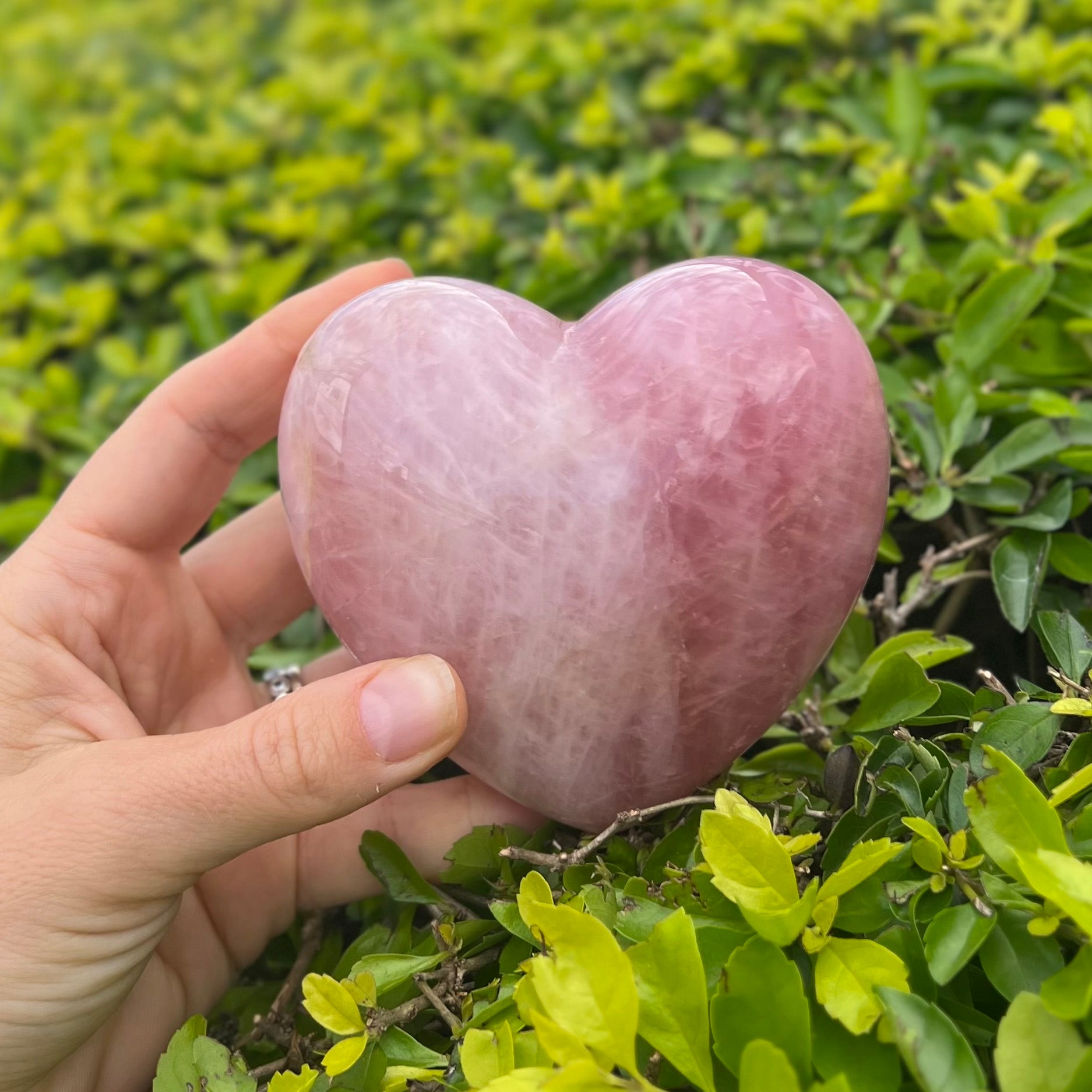 Rose Quartz Puffy Large Heart