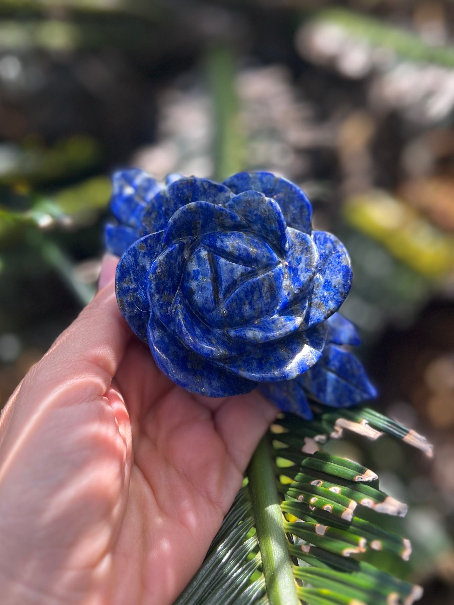 Lapis Lazuli Rose Carving