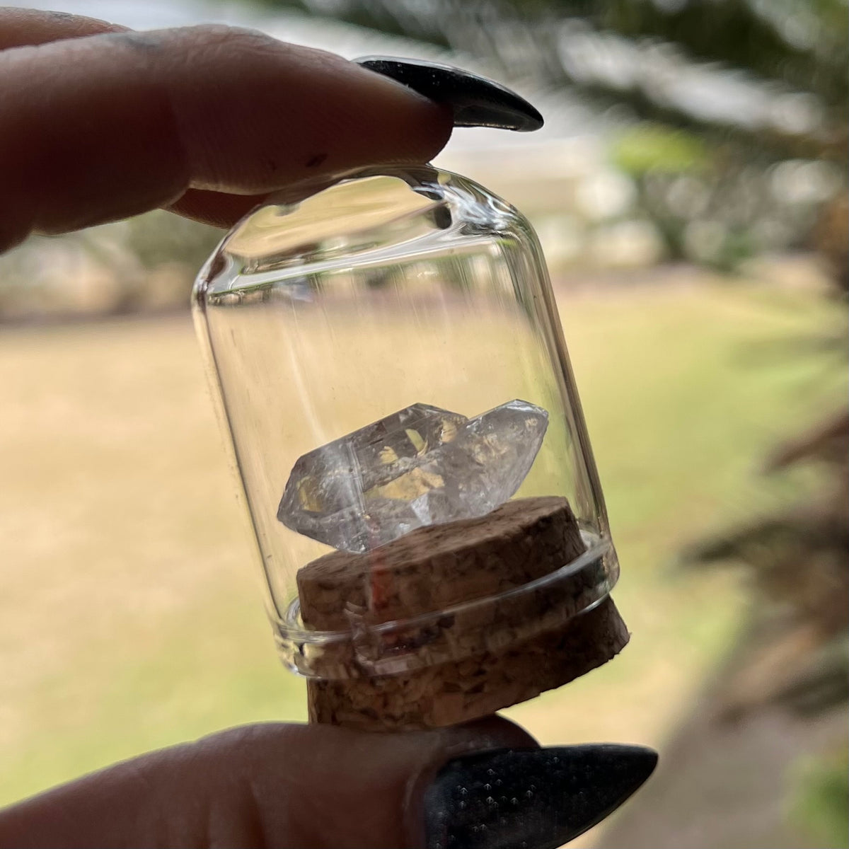 Herkimer Diamond in Glass Specimen Jar