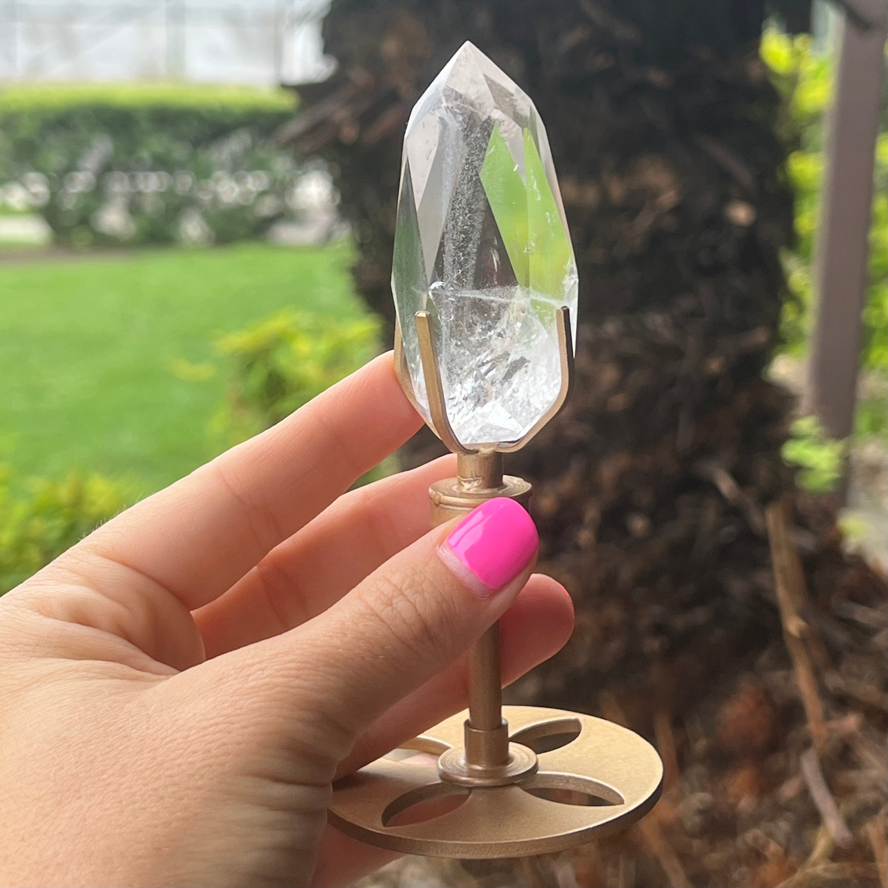 Clear Quartz ~ Facetted Generator Point on Stand