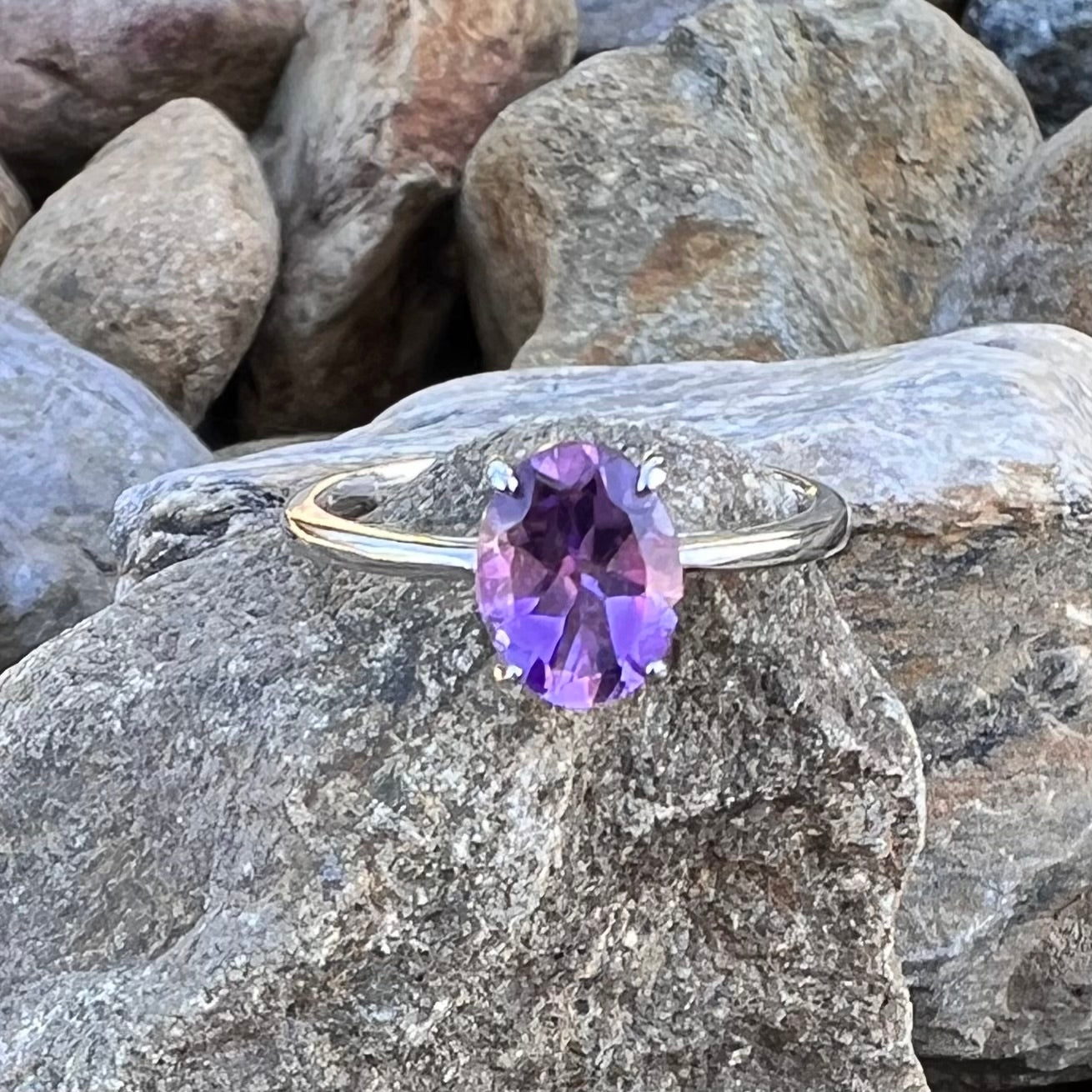 Amethyst Sterling Silver Ring ~ 9