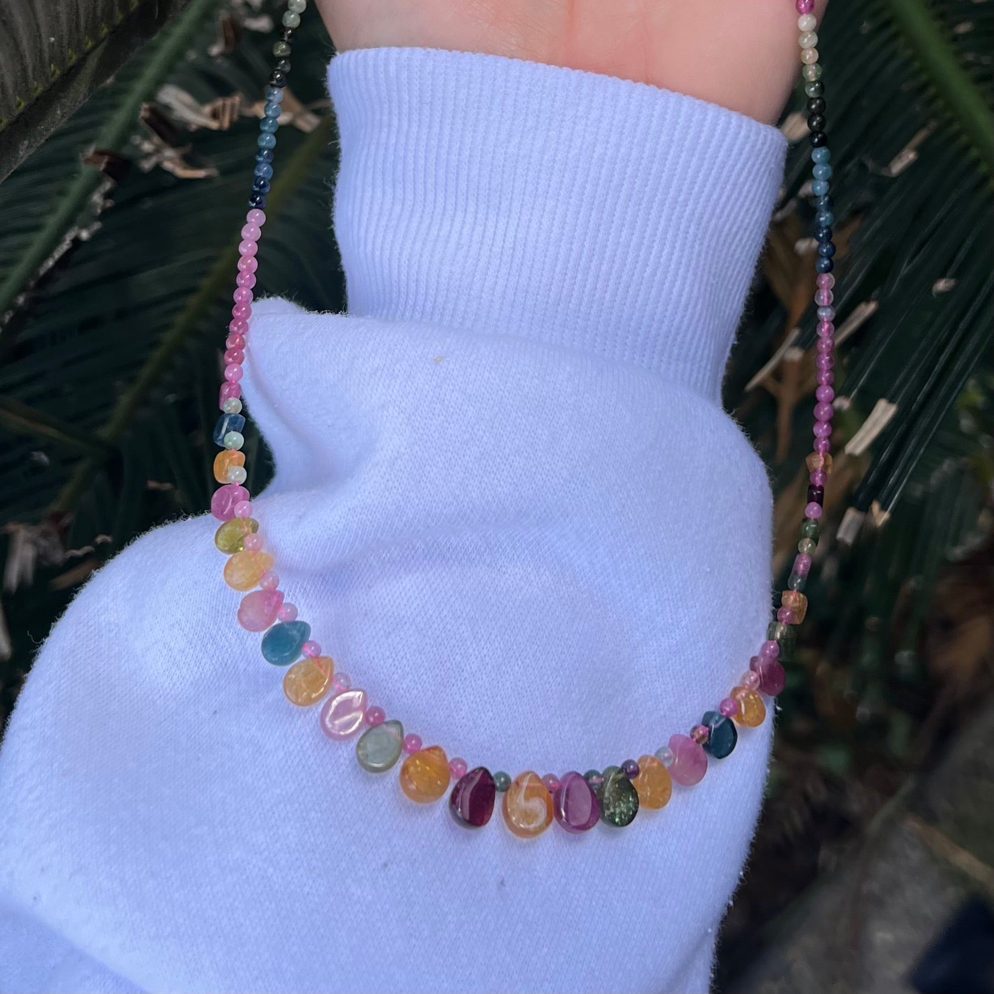 Rainbow Tourmaline Beaded Necklace
