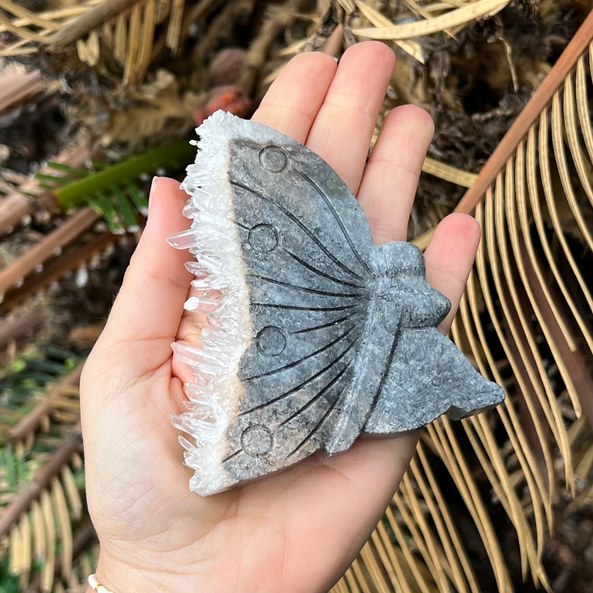 Clear Quartz Butterly Lady Carving