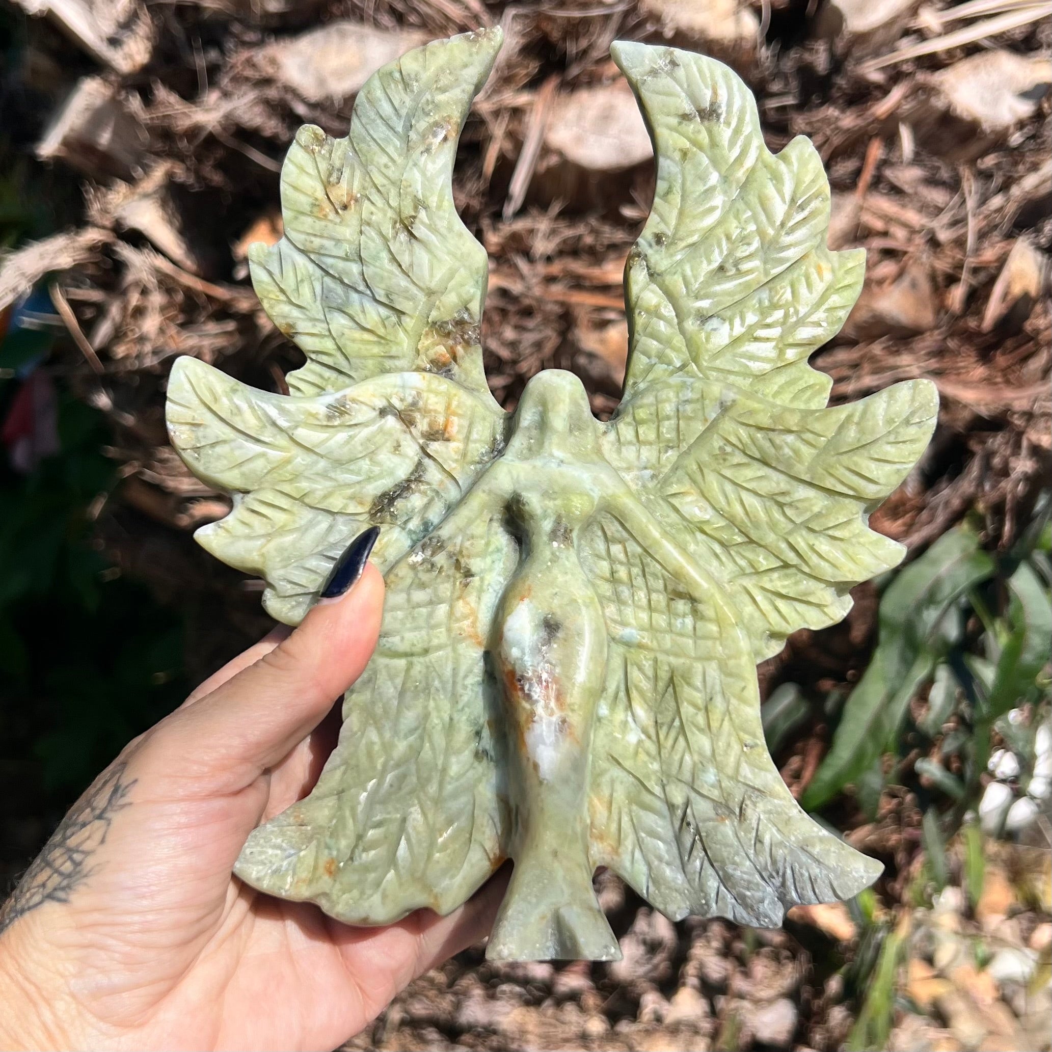 Afghanistan Jade ~ Pyrite Flecks Goddess Angel Carving