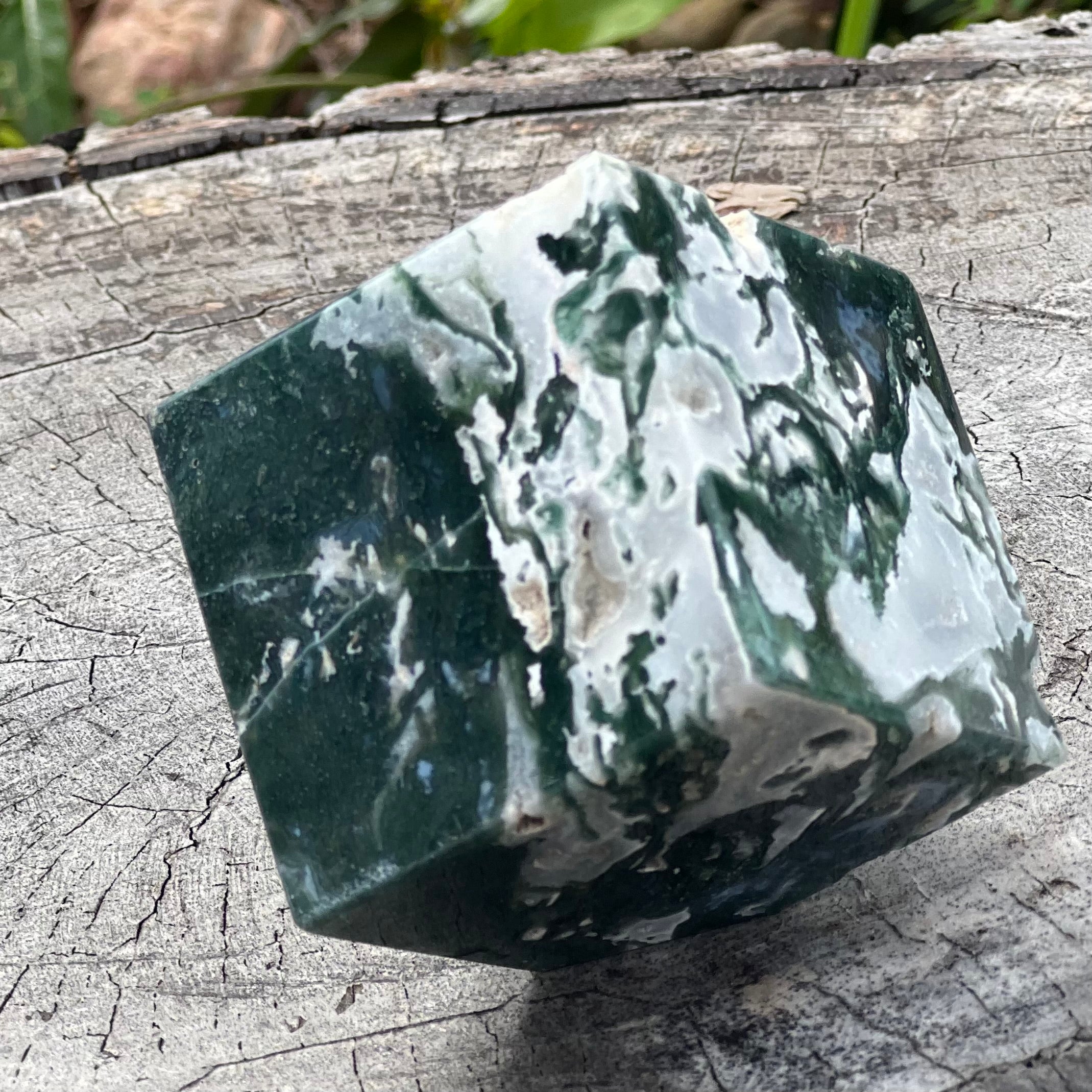 Moss Agate Cube