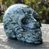 Moss Agate Skull Carving