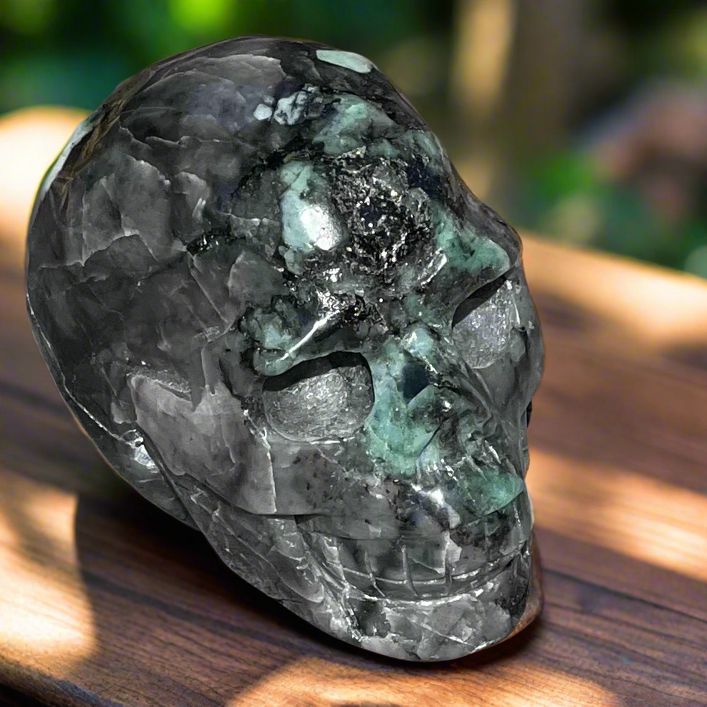 Emerald Skull Carving