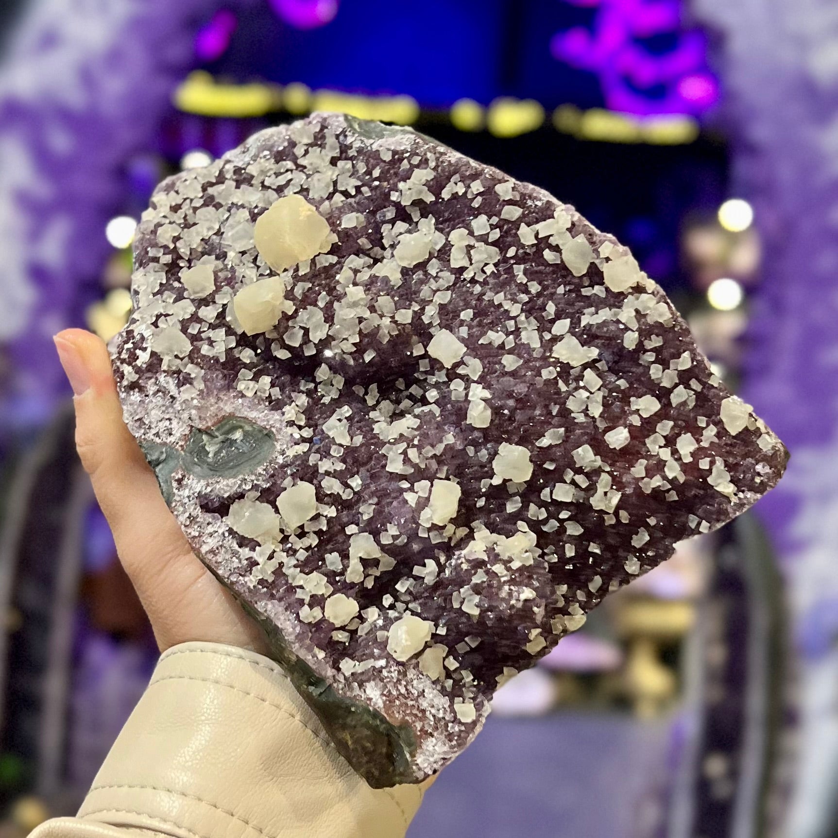 Amethyst Cluster with Calcite Inclusion