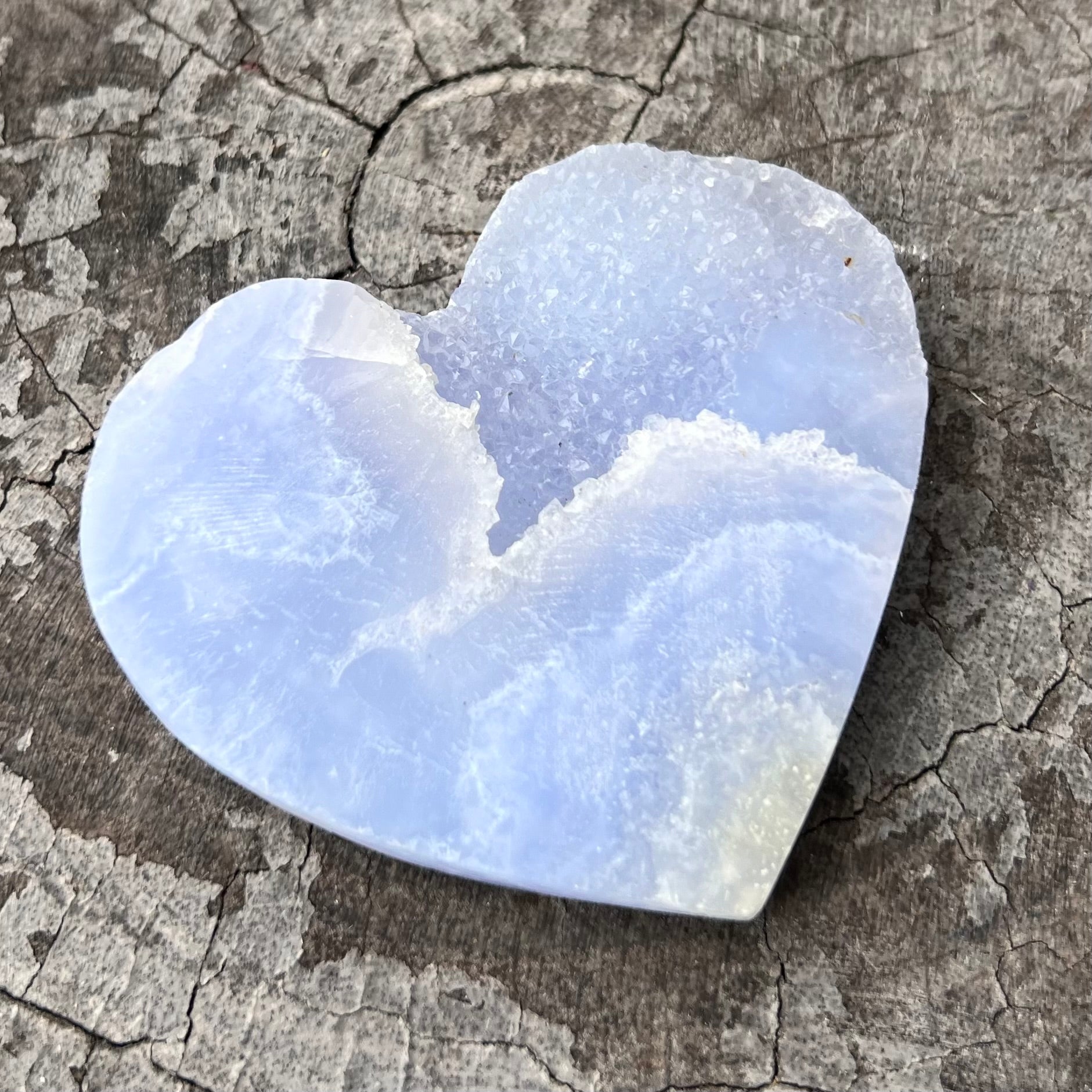 Blue Lace Agate Semi Raw ~ Heart