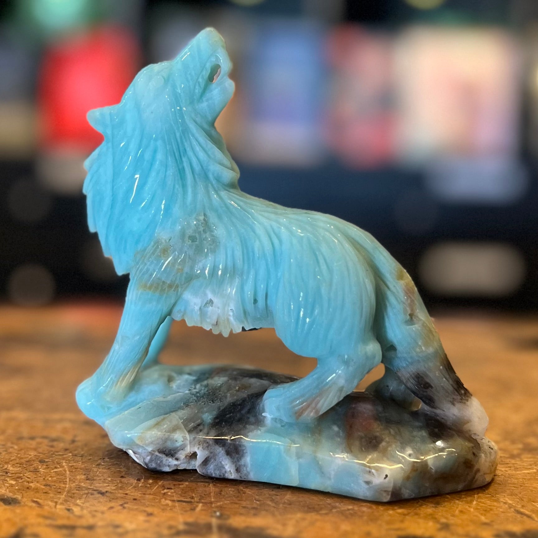 Amazonite ~ Wolf Carving