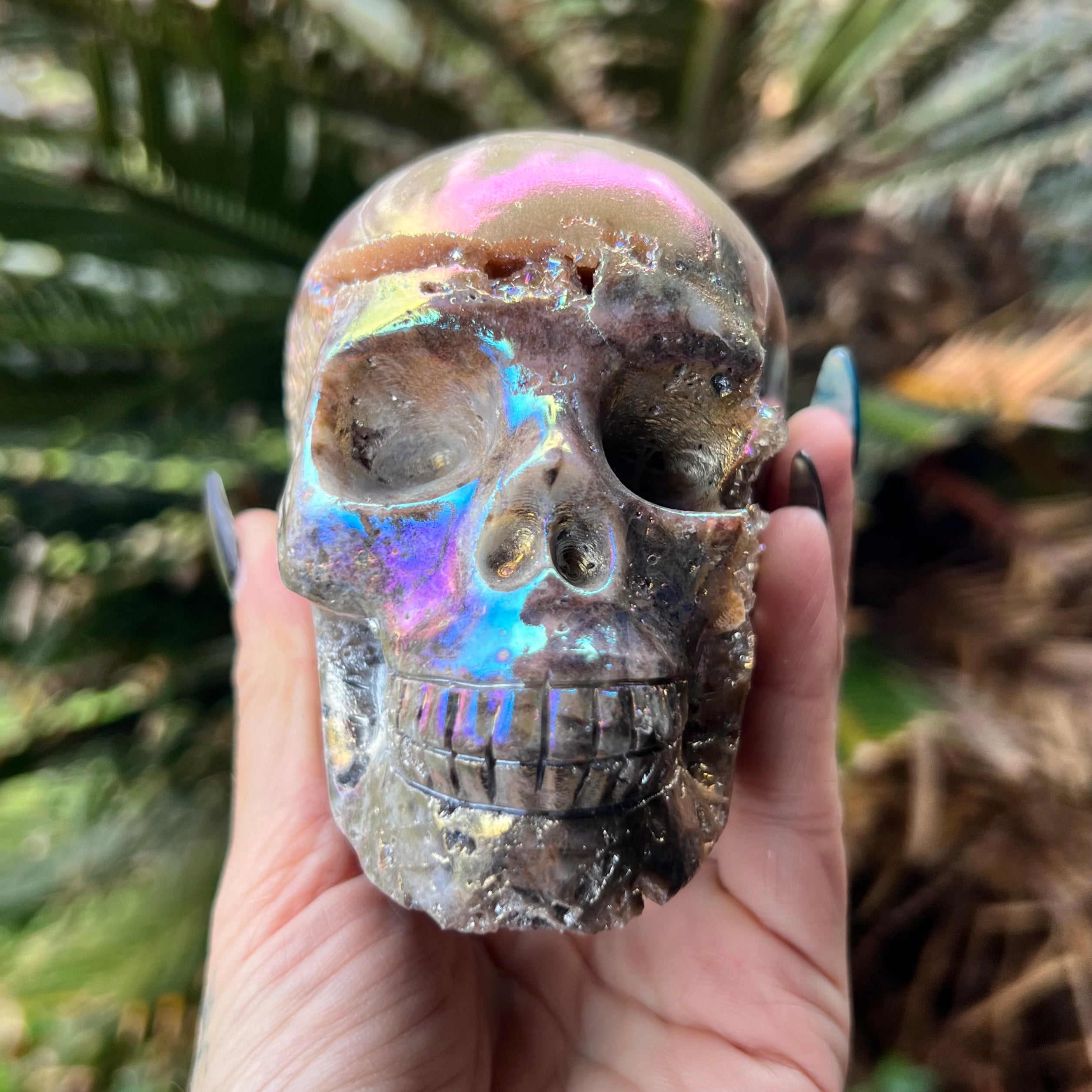 Electroplated Sphalarite Skull Carving
