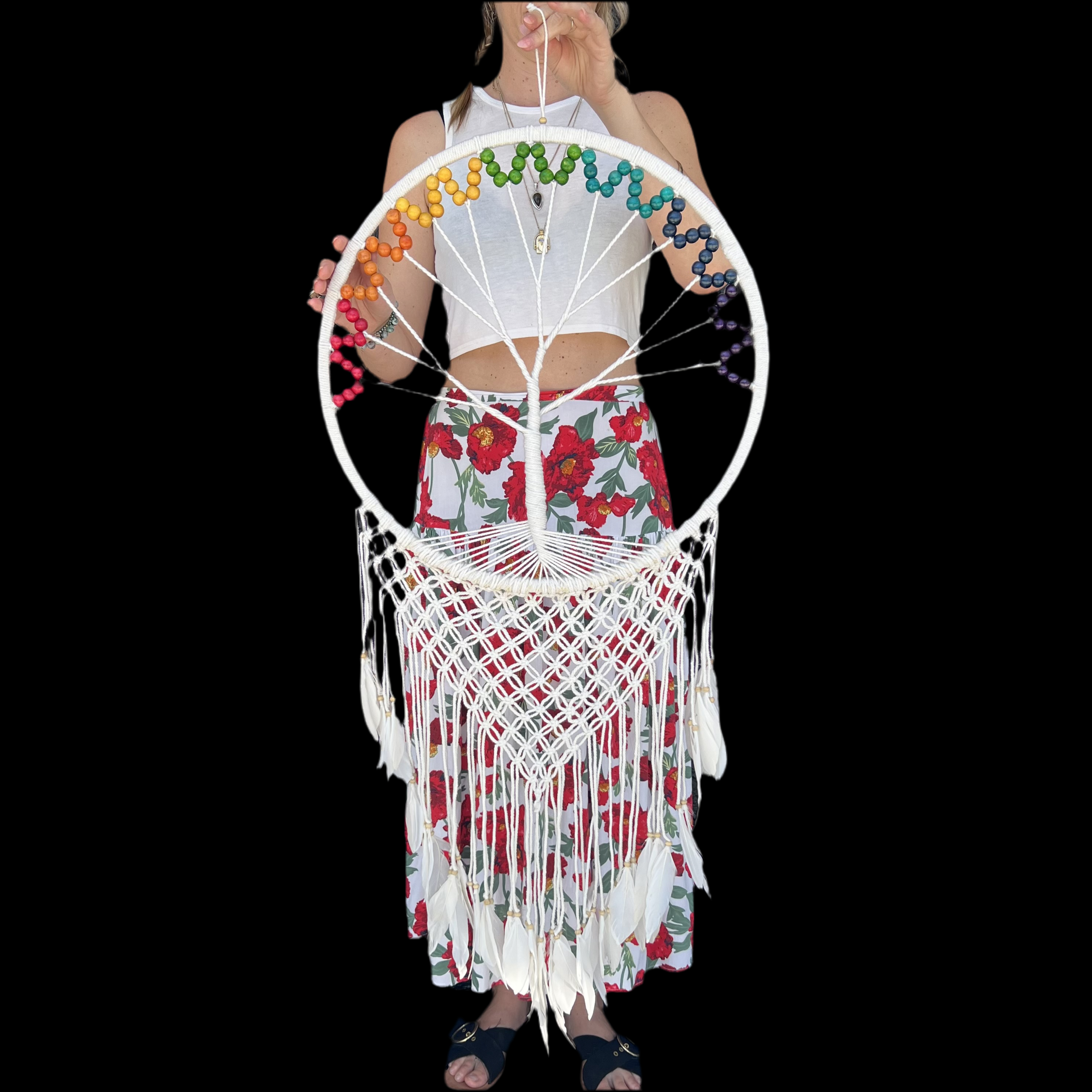 Boho Chakra Bead Macrame Tree of Life Dream Catcher